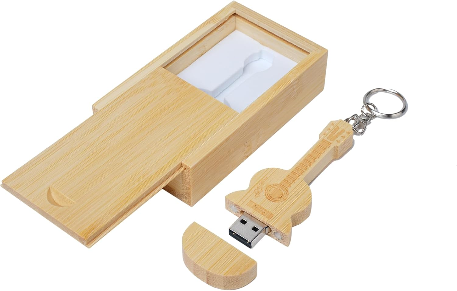 Guitar Shaped Maple Wood Memory Stick USB Flash Drive in Wood Box (2.0/8GB, Bamboo Wood)