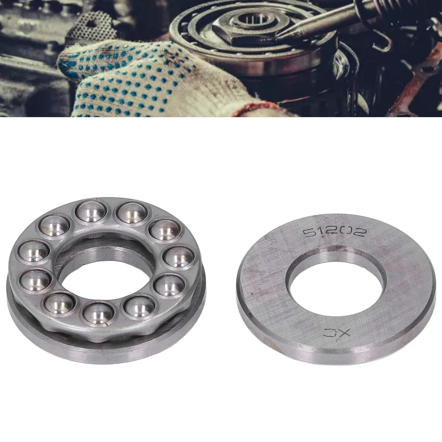 Thrust Ball Bearing Set Kit Equipment Accessory Suitable Crane Hook Jacks 10Pcs (51202) image number 4