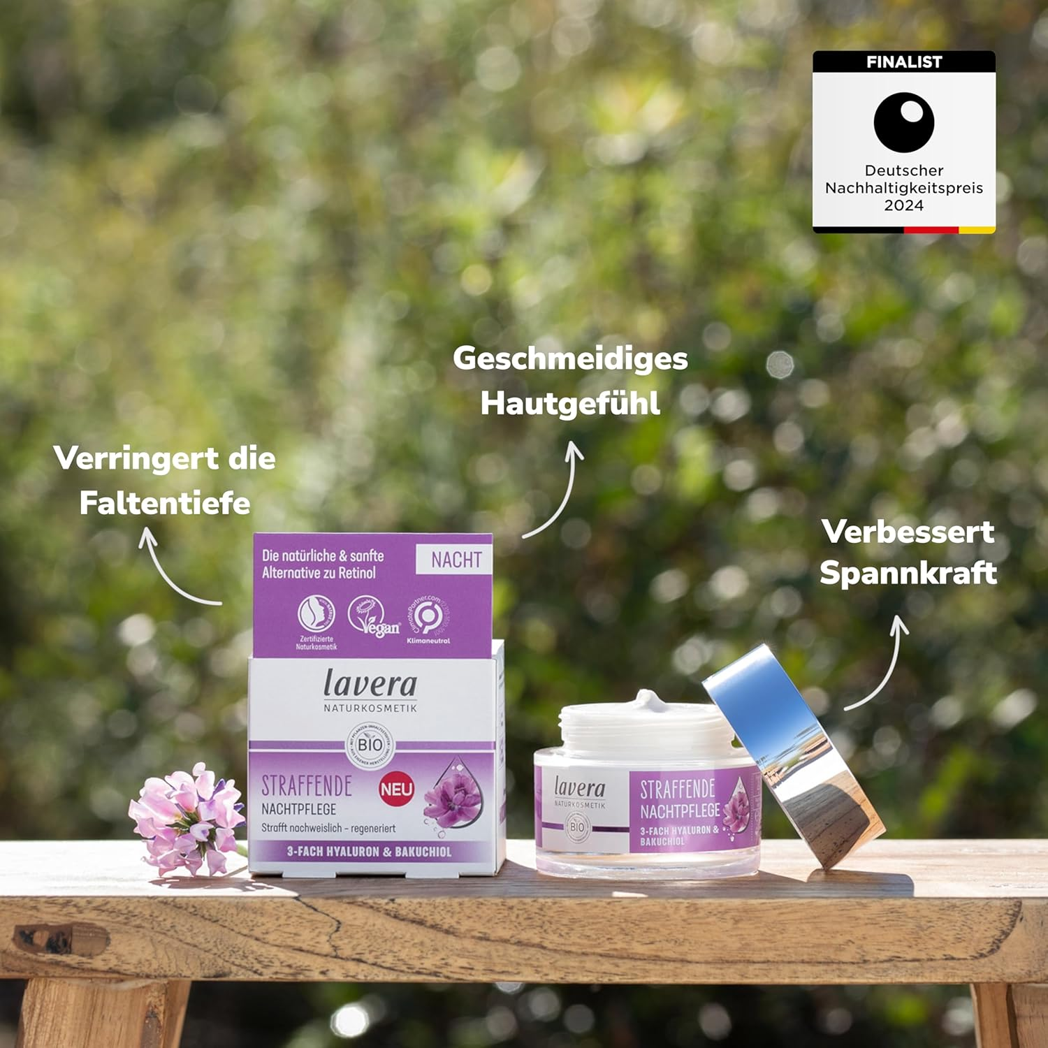 Lavera Firming Night Cream - Vegan - Natural Cosmetics - 3-Way Hyaluronic & Power Active Ingredient Bakuchiol - No Parabens - Moisture and Care - 50 Ml (Pack of 1) image number 1