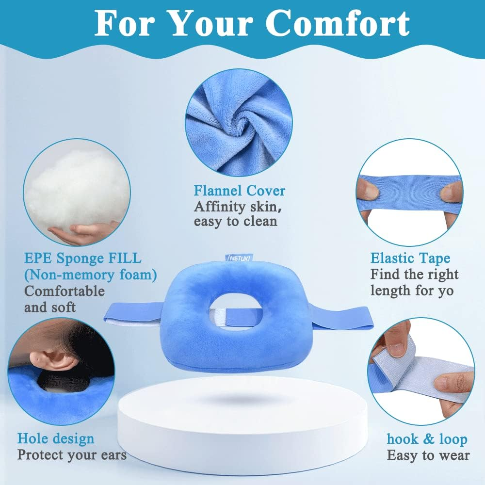 Ear Piercing Pillow with for Side Sleepers with Hole CNH Donut Protector Pillow Ear Pressure Sores Pain Aches Relief Medical Ear Guard Care Pillow Cushion