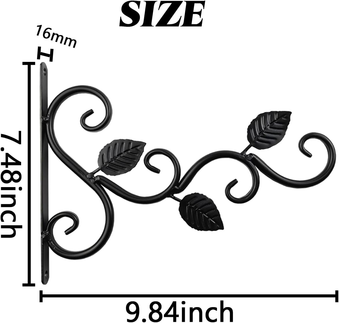 NSBELL Plants Hangers Outdoor Indoor Decor, Wall Hooks for Hanging Plant Bracket, Plant Hooks for Bird Feeder, Wind Chime, Lights, Lanterns (Black-2Pcs) image number 3