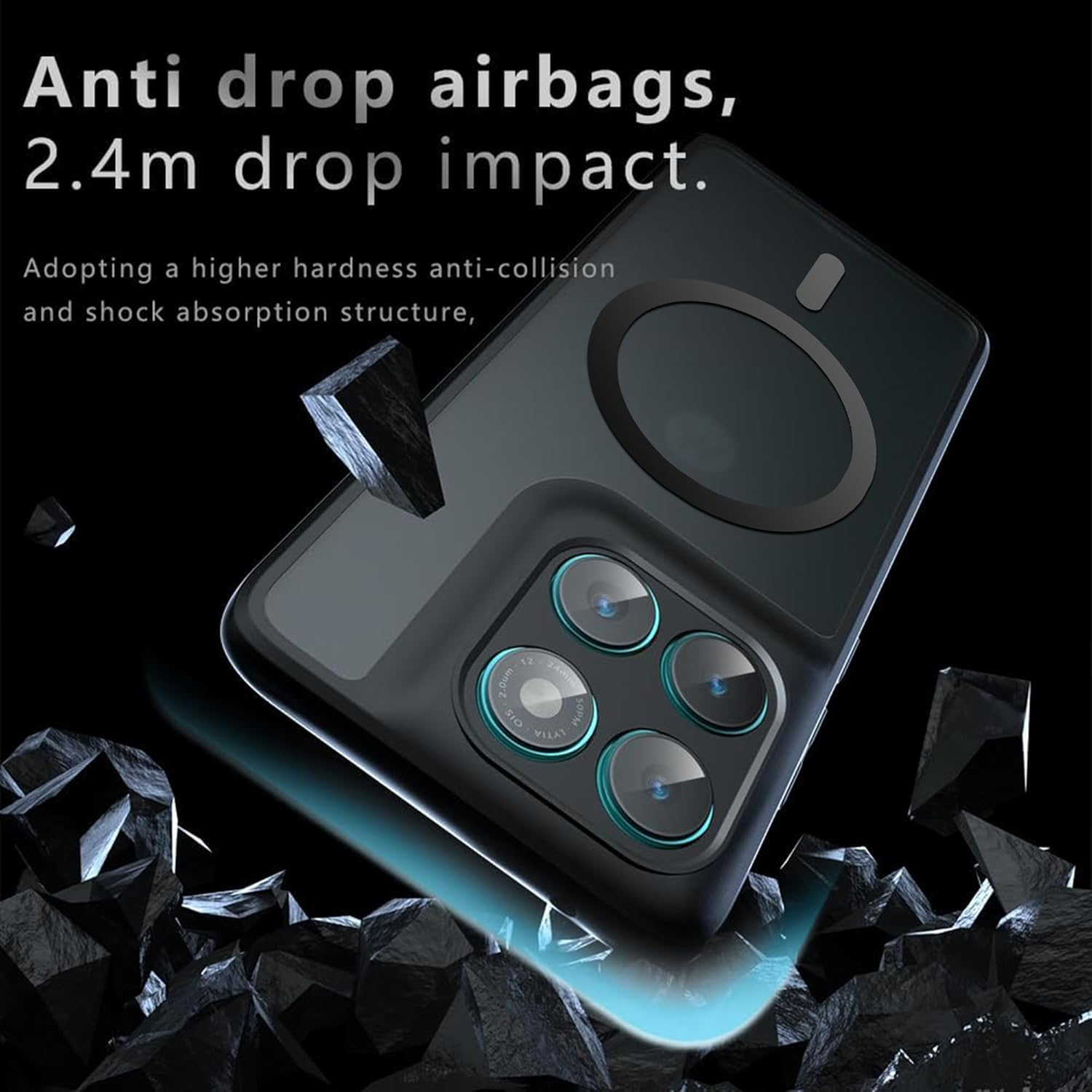 Effcotuo Magnetic Case for Motorola Moto Edge 60 Pro Case [Compatible with Magsafe] Flexible Silicone + Matte Acrylic Protective Case Magnetic Matte Mobile Phone Case Shockproof Translucent image number 4