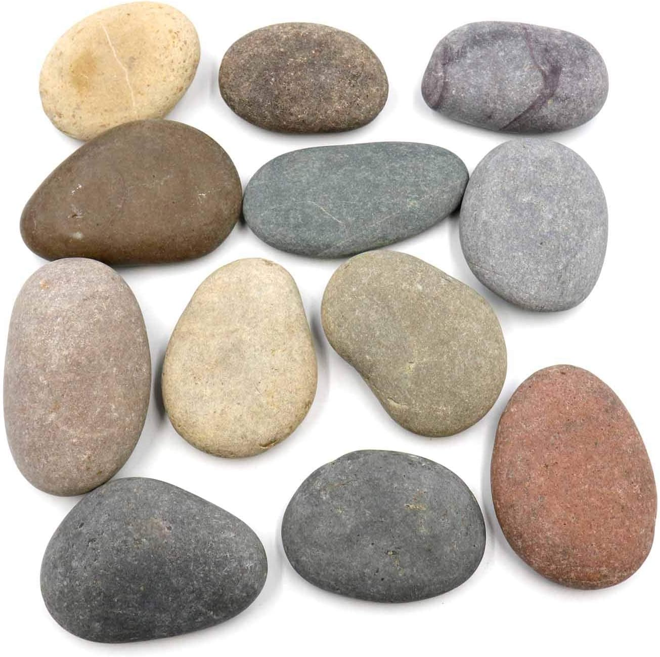 12 Extra-Large Rocks for Painting &ndash; Multi-Colored Craft Rock Painting Stones, 3.5&rdquo; - 4.5&rdquo; Inch Smooth and Flat, Non-Porous Painting Rocks, 100% Natural River Rocks for Mandala and Kindness Stones