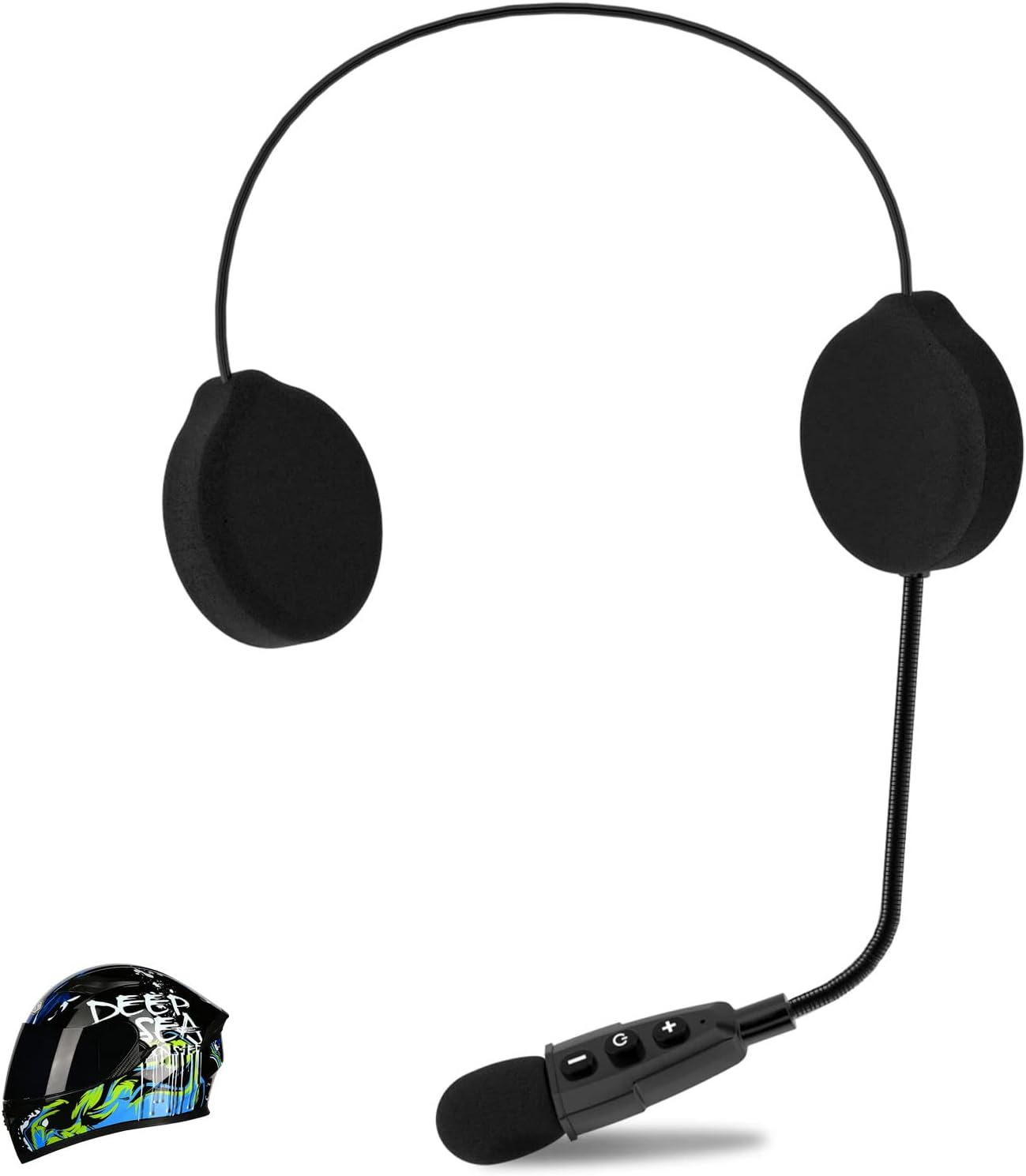 EJEAS E1+ Motorcycle Helmet Bluetooth Headset, Bluetooth 5.1 Helmet Speaker with Auto Answering Call and Noise Reduction Function, Motorcycle Helmet Headphone Can Connect 2 Mobile Phones