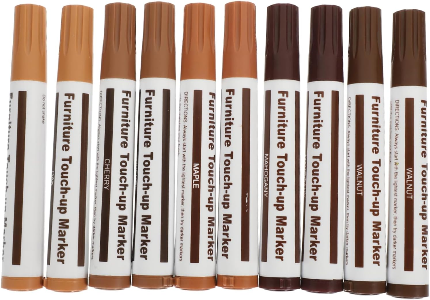 Baluue Wood Stains Repair Pens 10Pcs Set 1-5# Dual Pens Waterproof Furniture Touch-Up Markers for Scratch and Paint Repair on Wood Floor and Furniture Supplies image number 4