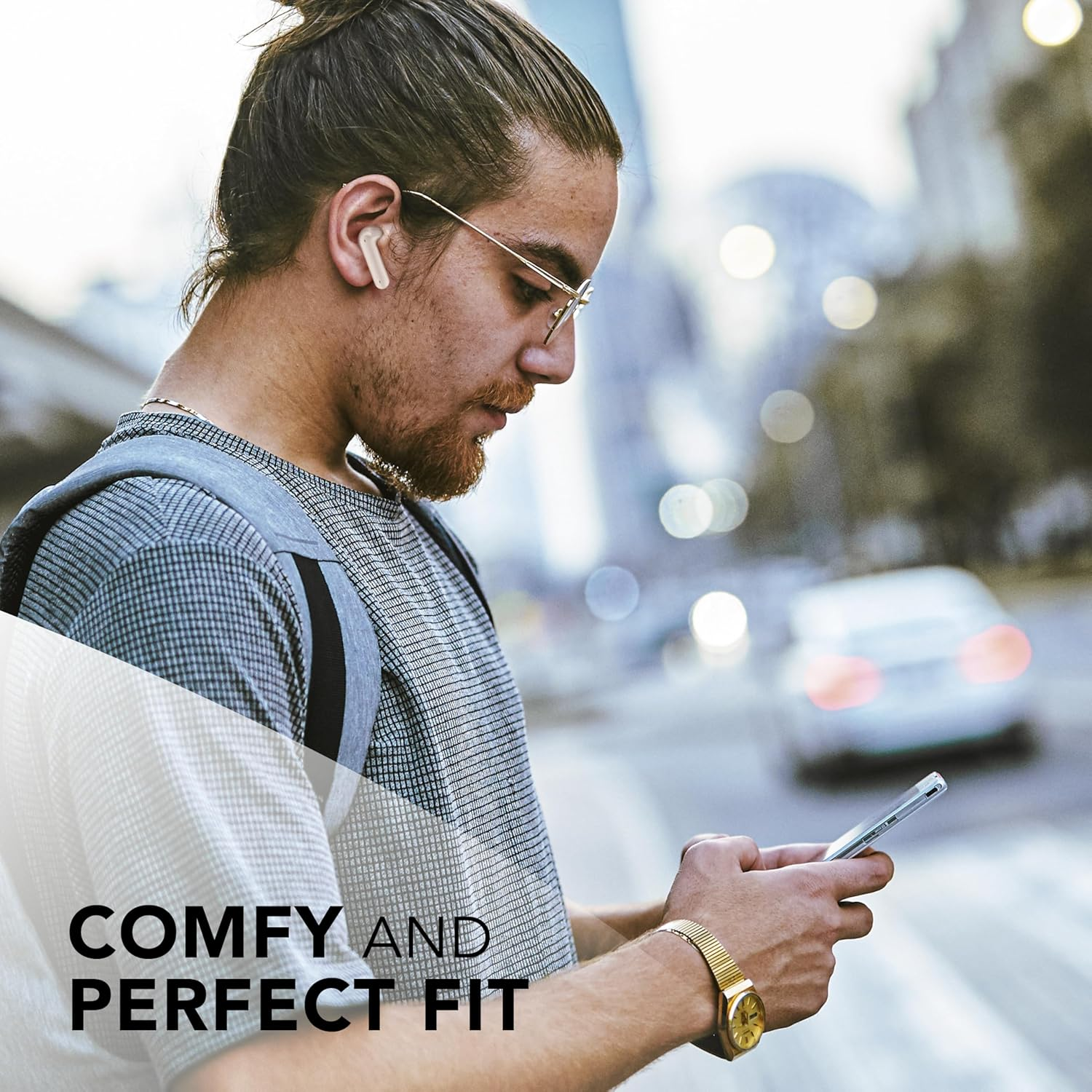 Music Sound - Showy Bluetooth Headphones with Capsule, Ergonomic Design, Balanced Sound and Optimal Comfort, Dotted Elegance Design image number 4
