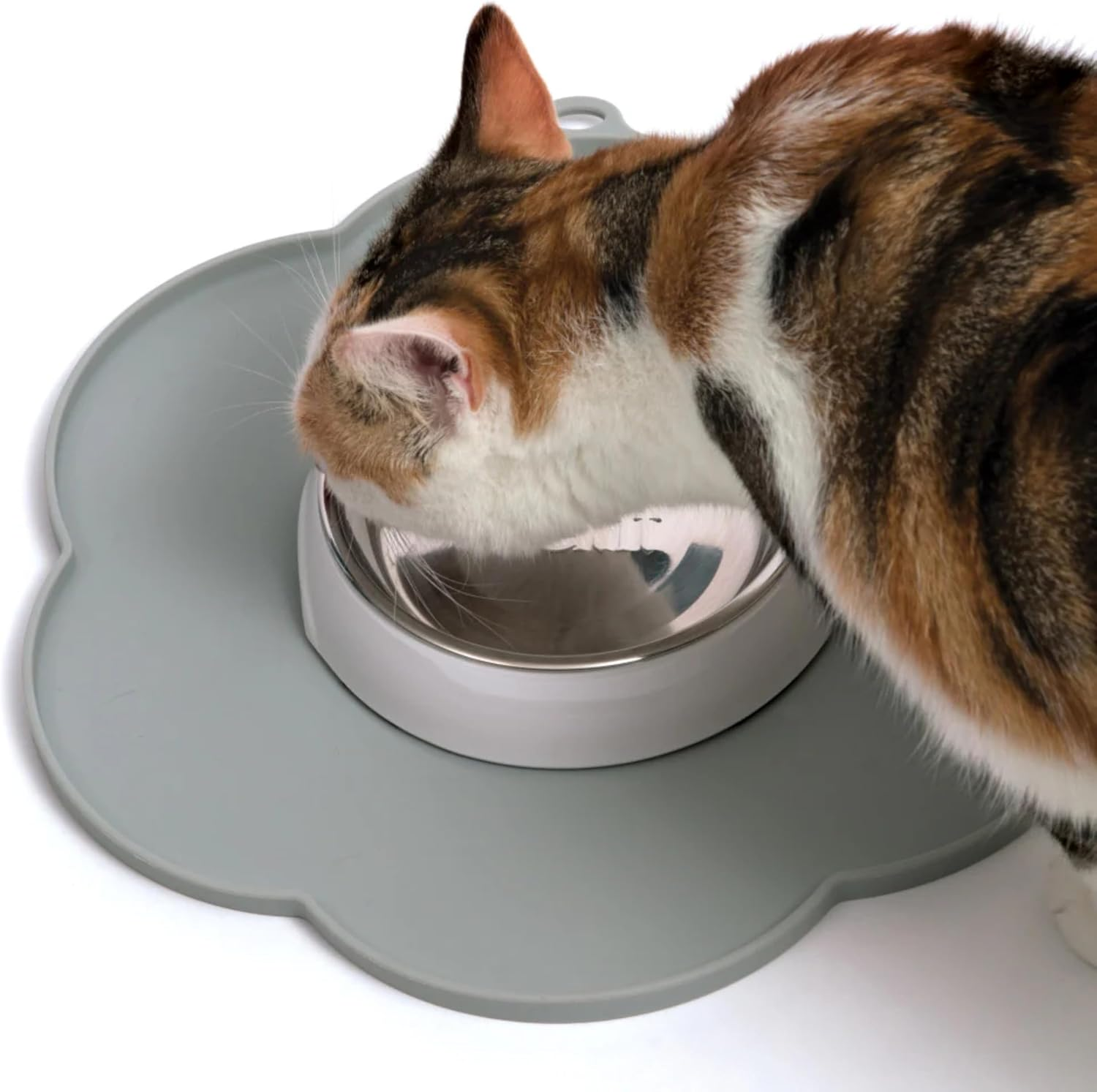Catit Flower Shape Cat Placemat, Gray, Diameter 11.8In image number 1