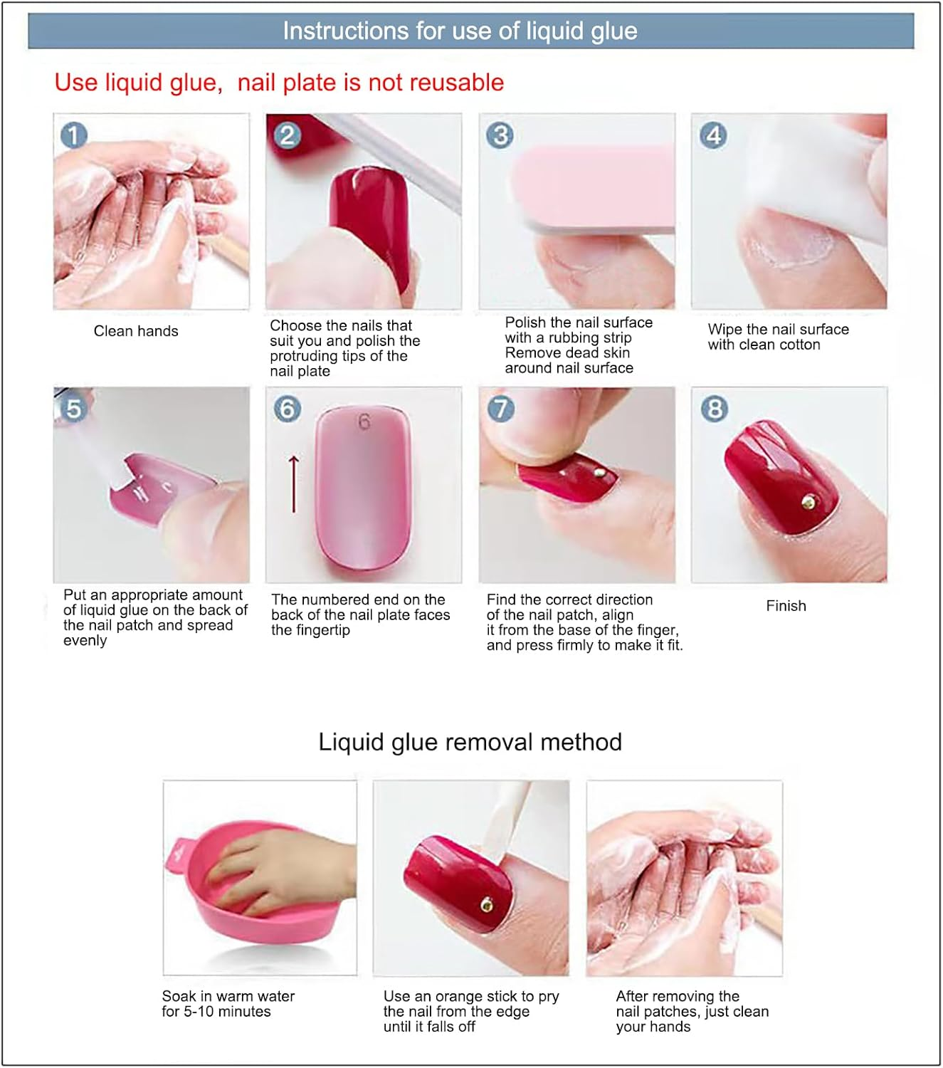 Nail Tips Set, 24PCS Full Cover Fingernails for Extensions, Acrylic Press on Nails, Soft Gel Fake Tips, Soak Off, for Art Salons and Home DIY, 015