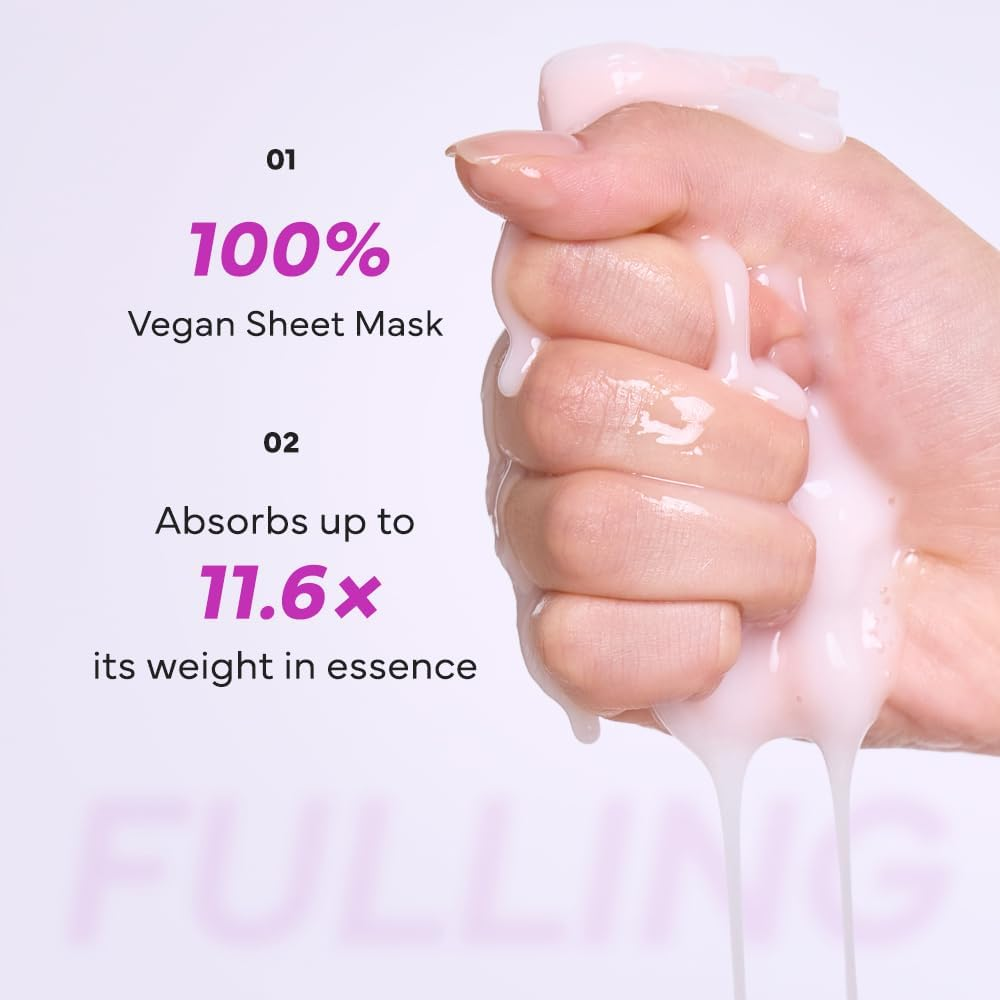 SAM'U Born Panthenol Fulling Mask &ndash; Korean Facial Sheet Mask with Plant-Based Collagen & Squalane for Nourishing Care &ndash; Hydration & Nutrition Face Mask, Korean Glass Skin Care Face Mask (5 Sheets)