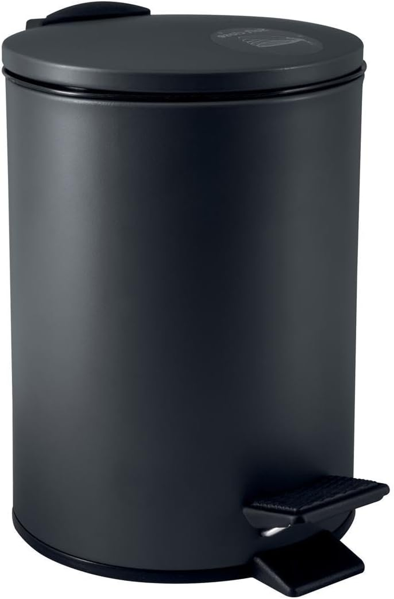 Spirella Adelar Cosmetic Bin 3 Litres Stainless Steel with Soft-Close Mechanism and Inner Bucket Bathroom Rubbish Bin Soft Close Black - Ice Blue Matt image number 5