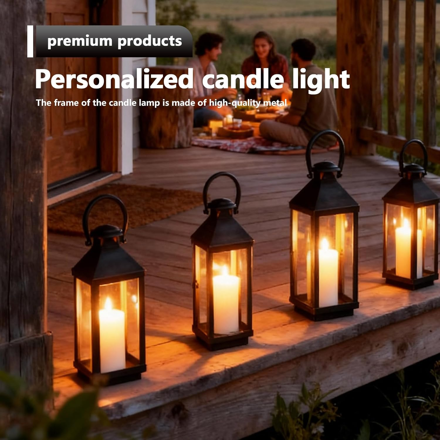 Lantern Black Metal 22 Cm, Weatherproof Candle Lantern for Outdoors, Garden and Cemetery, Outdoor Lantern, Garden Lantern, Metal Candle Holder, Lantern, Retro Decoration for Balcony, Christmas, Table