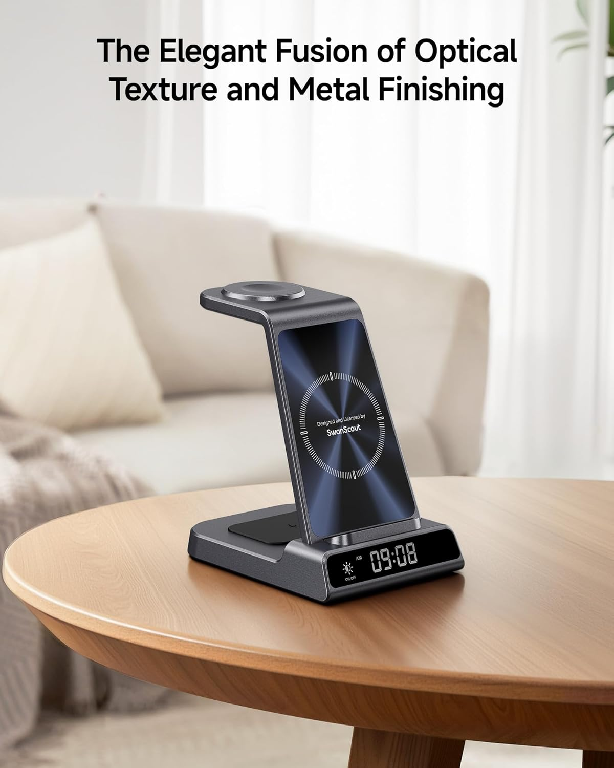 3-In-1 Wireless Charging Station for Iphone Air/17/16/15/14/13/12, for Apple Watch Ultra 3/11/10/9/8/7/SE 3, and Wireless Earbuds, Swanscout C02A image number 6