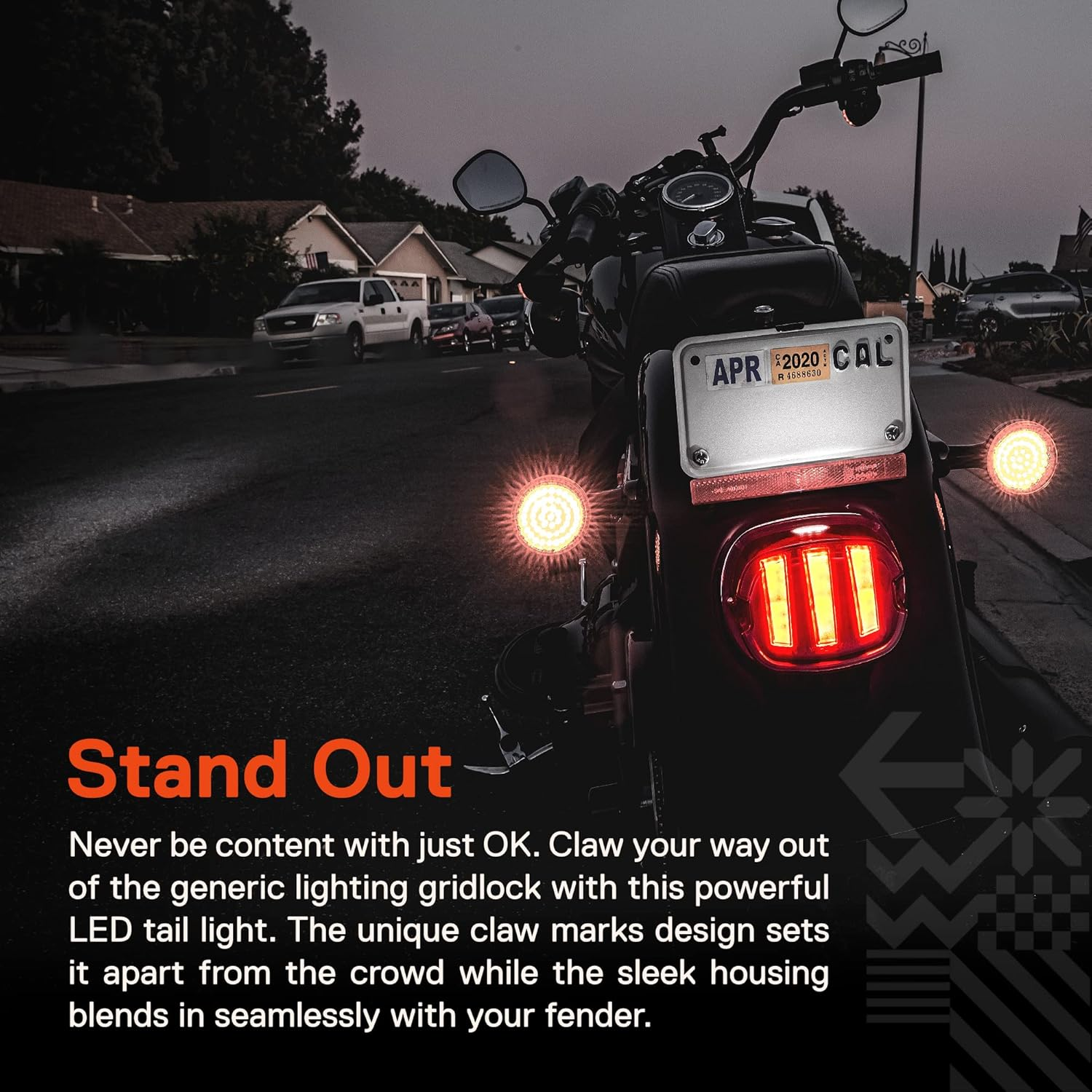 TRUE MODS LED Brake Tail Light for Harley Davidson [DOT Approved] [Claw-Design] [Plug-N-Play], License Taillight for Harley Sportster Dyna Fatboy Road King Glide Electra Heritage image number 2