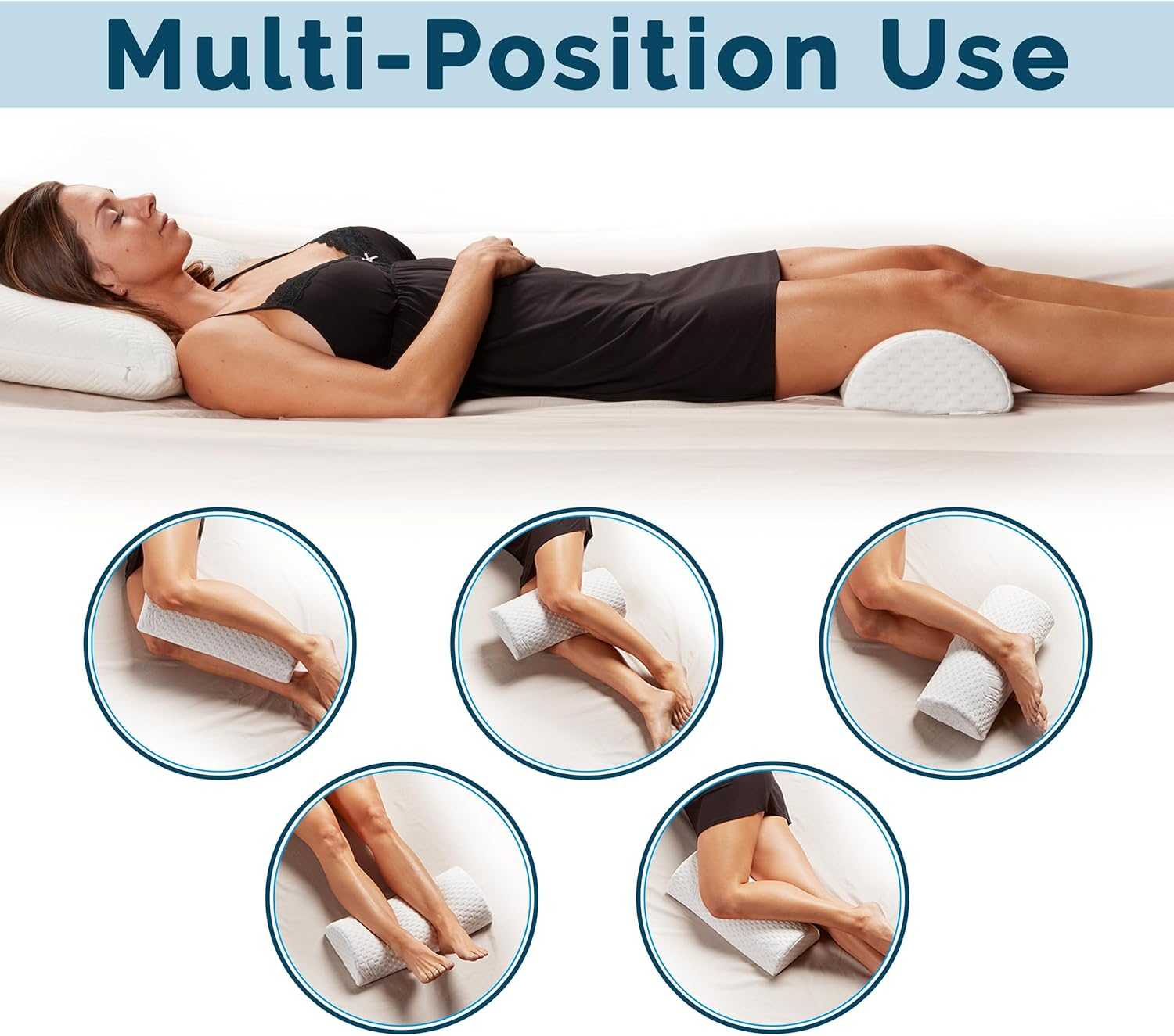 Comfilife Orthopedic Knee Pillow and Leg Pillow for Sleeping - 100% Memory Foam Leg Pillows for Back Pain, Sleeping Pain, Hip Pain Relief for Side Sleepers - Half Moon Pillow image number 6