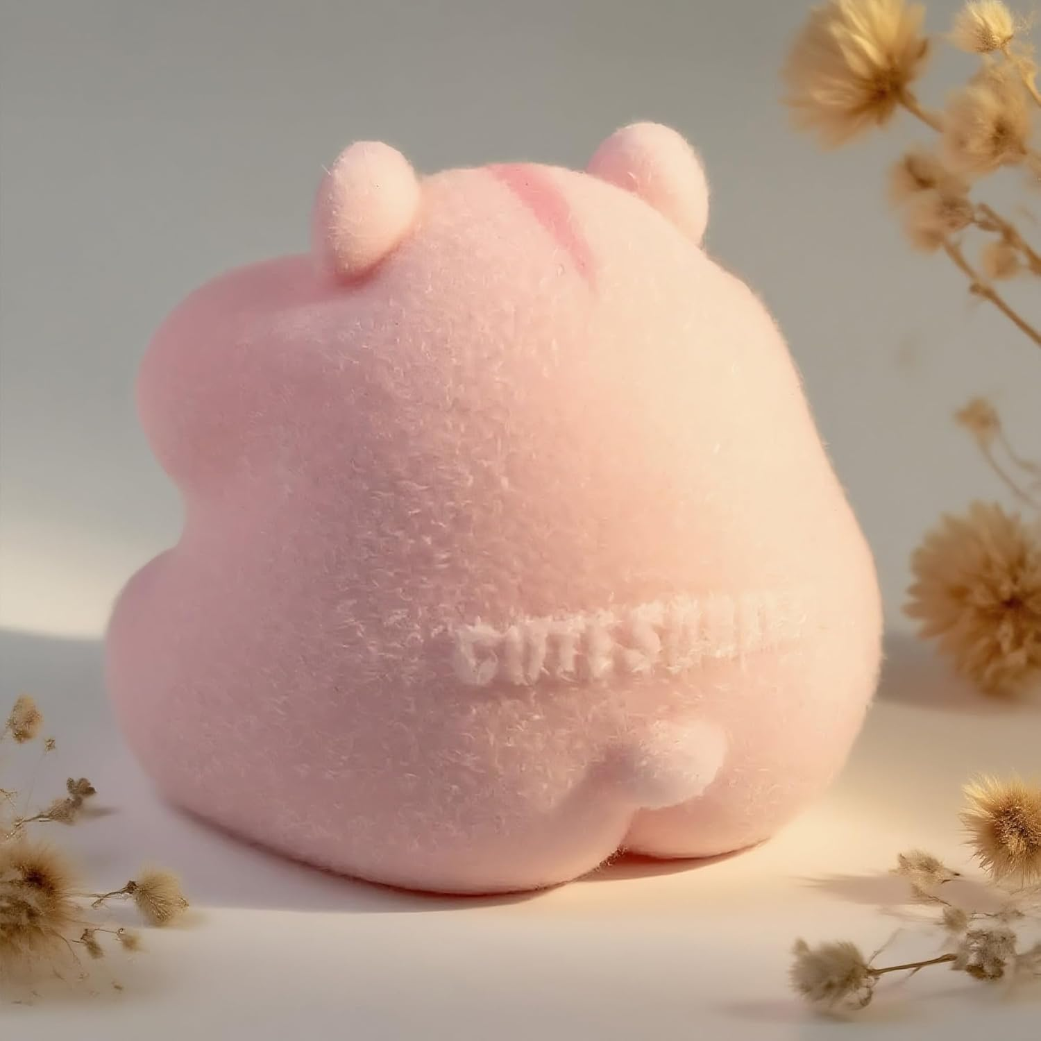 Handmade Taba Squishy Hamster Toy, Cute Squishy Hamster Fidget Toy, Realistic Hamster Toy, Soft Silicone Mochi Furry Toy, Stress Relief Gift for Adults & Kids, Sensory Anxiety Plushie (Pink)