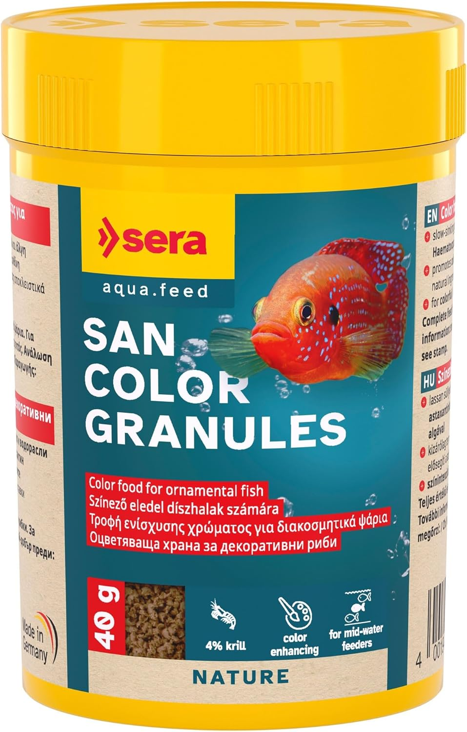 Sera San Colour Granules, Colour Food for Ornamental Fish Eating in the Middle Water Zone, for Freshwater Aquariums, 1L (420G) image number 1