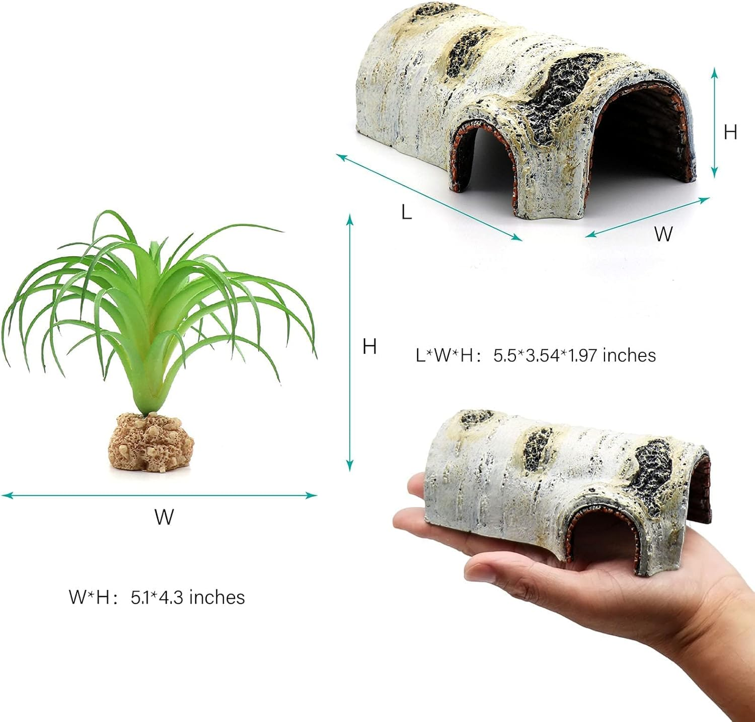Reptile Hides and Caves Birch Tree Bark Trunk Habitats Decor Aquarium Decoration Wood for Lizard Geckos Snake Spiders Frogs Turtle (Small) image number 2