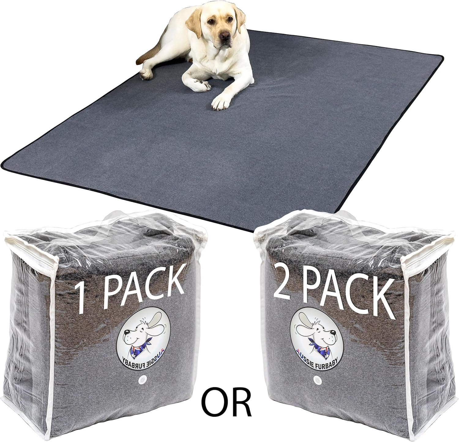 2PK AUSSIE FURBABY Puppy Pads Pee Pads for Dogs | Waterproof Dog Blanket, Dog Bed Dog Crate, Incontinence Toilet Mat Playpen Dog Mat | Washable Puppy Training Pads, Reusable Potty Training Dog Pee Pad