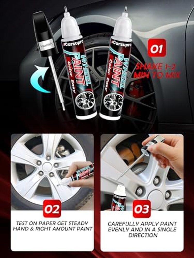 Gloss Black Rim Touch up Paint, Car Wheel Paint Pen 2 in 1, Wheel Scratch Repair Kit Universal Color Quick and Easy Fix Curb Rash Scuff image number 1