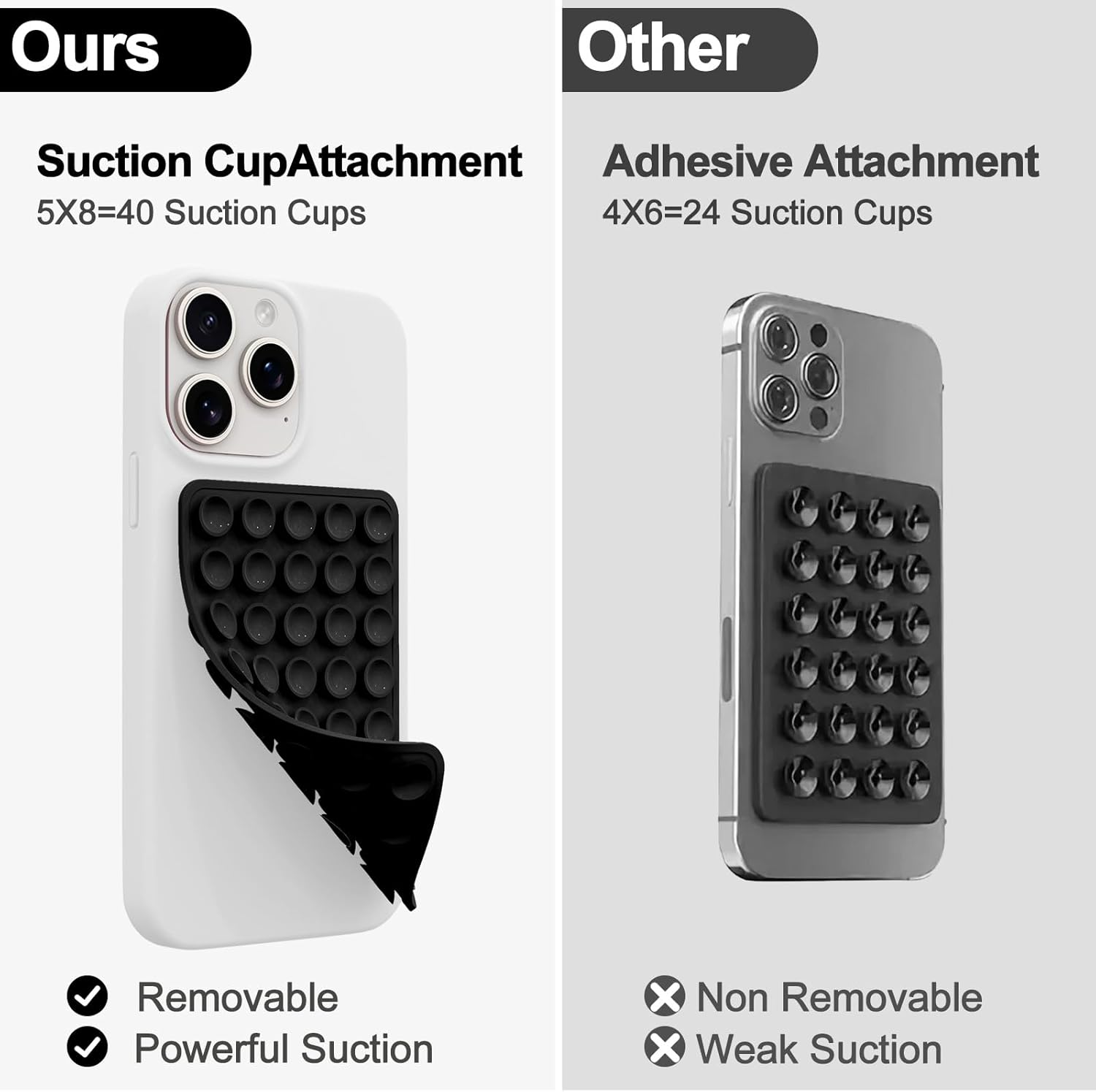 Octo Cup Buddy Sticky Grip Holder Phone Case Mount for Cellphone Black | 2 Pack, Silicone, Silicone Suction Cup, Double Sided, Hands-Free, Phone Accessories, Strong Grip Holder, for Selfie and Video - Clear image number 3