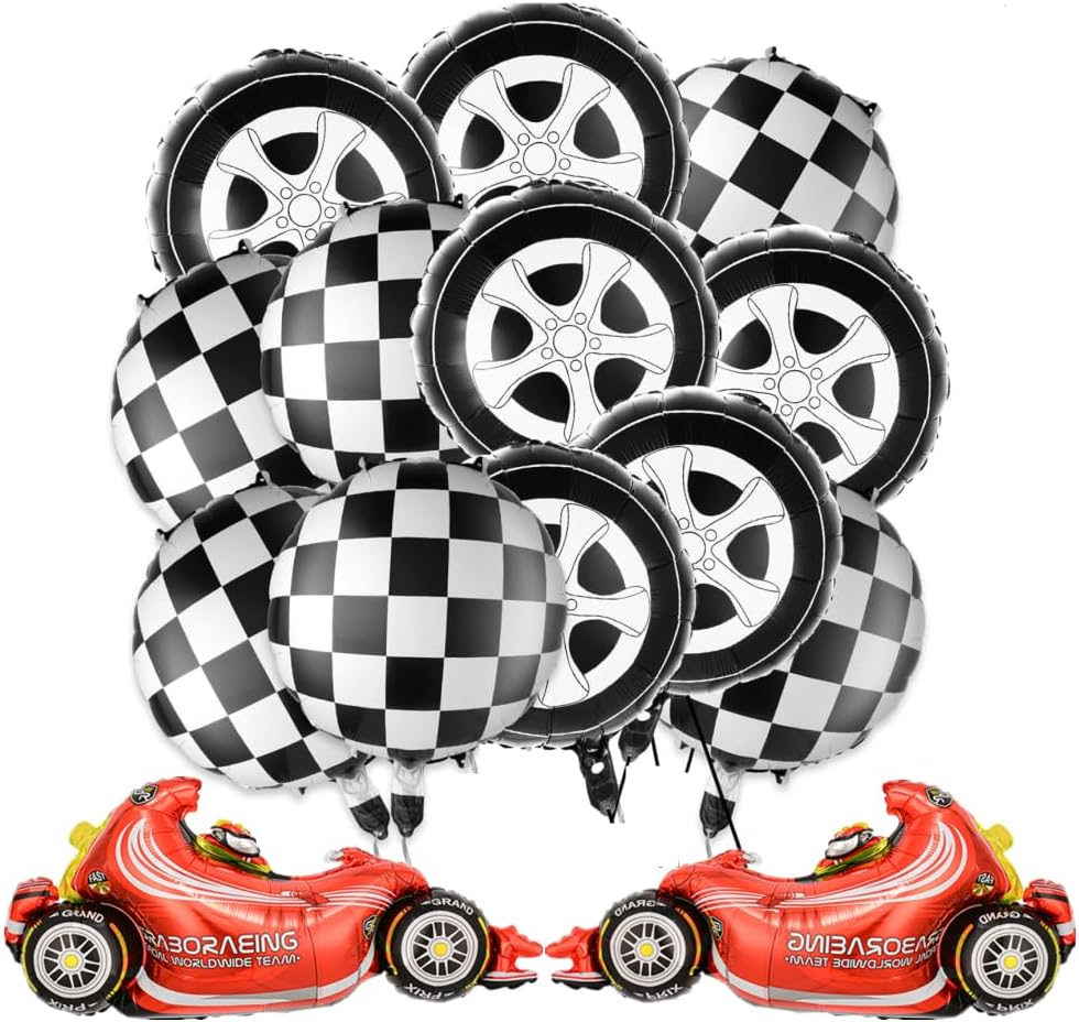 14PCS Race Car Balloons Tire Balloon Car Wheel Balloons Baby Shower Two Fast Speedy Race Car Themed Birthday Party Decor Supplies image number 1