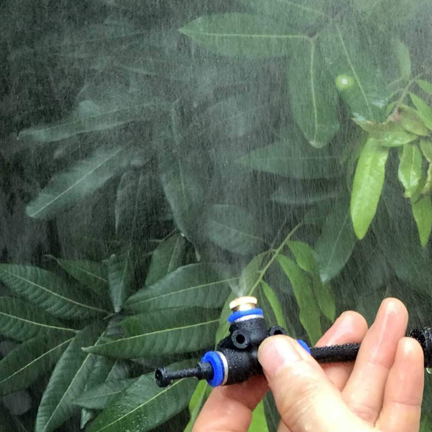 Misting Cooling System Kit 26.2FT(8M) Misting Line DIY Outdoor Mist Cooling Kit+11 Brass Nozzles Garden Misting Irrigation System for Garden Greenhouse, Flower Bed,Patio,Lawn