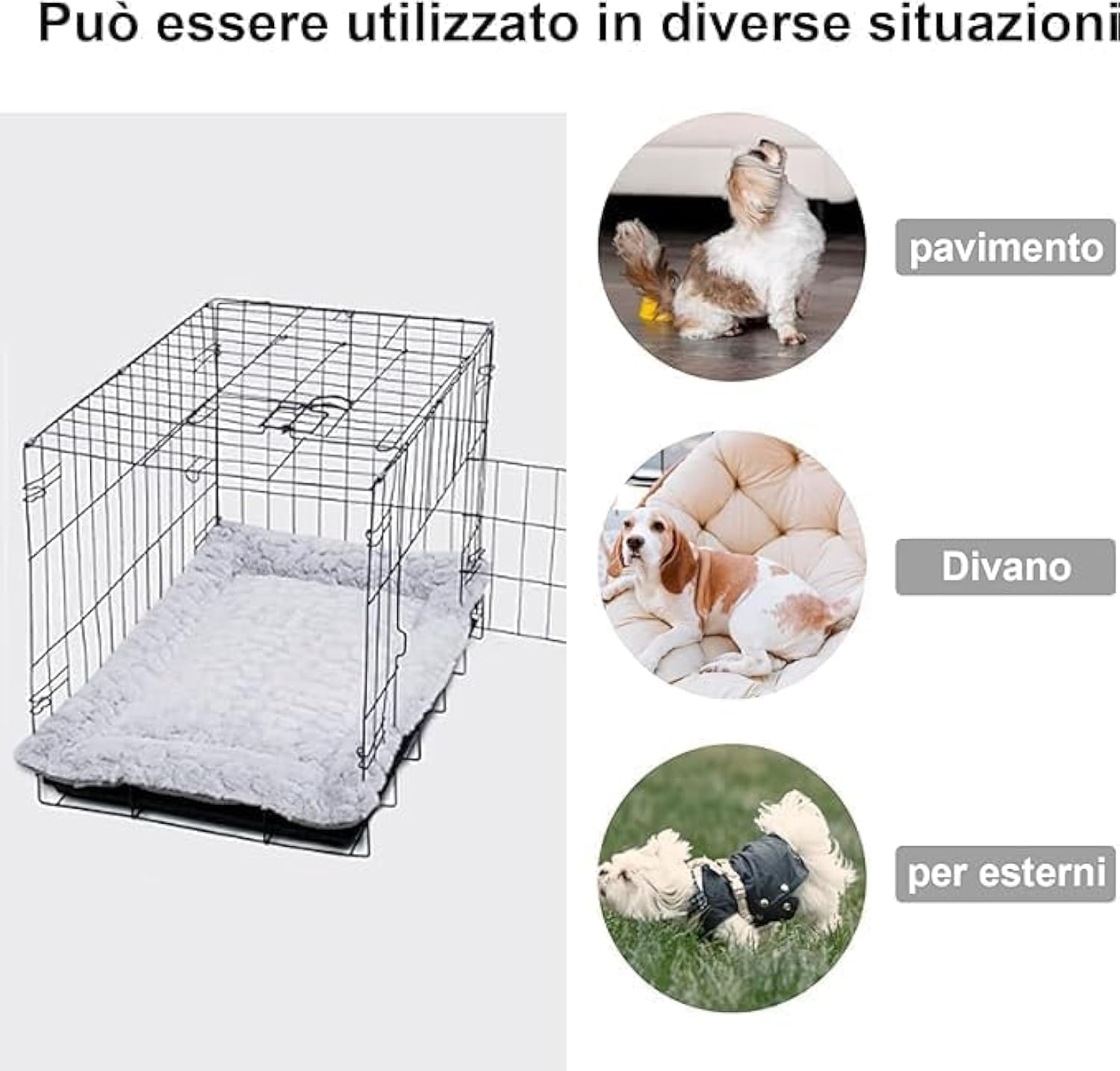 Aspand Dog Bed for Large Dog Beds with Soft, 94 X 61 Cm, Orthopaedic Dog Mat, Short Pile and Marble Look, Khaki image number 6