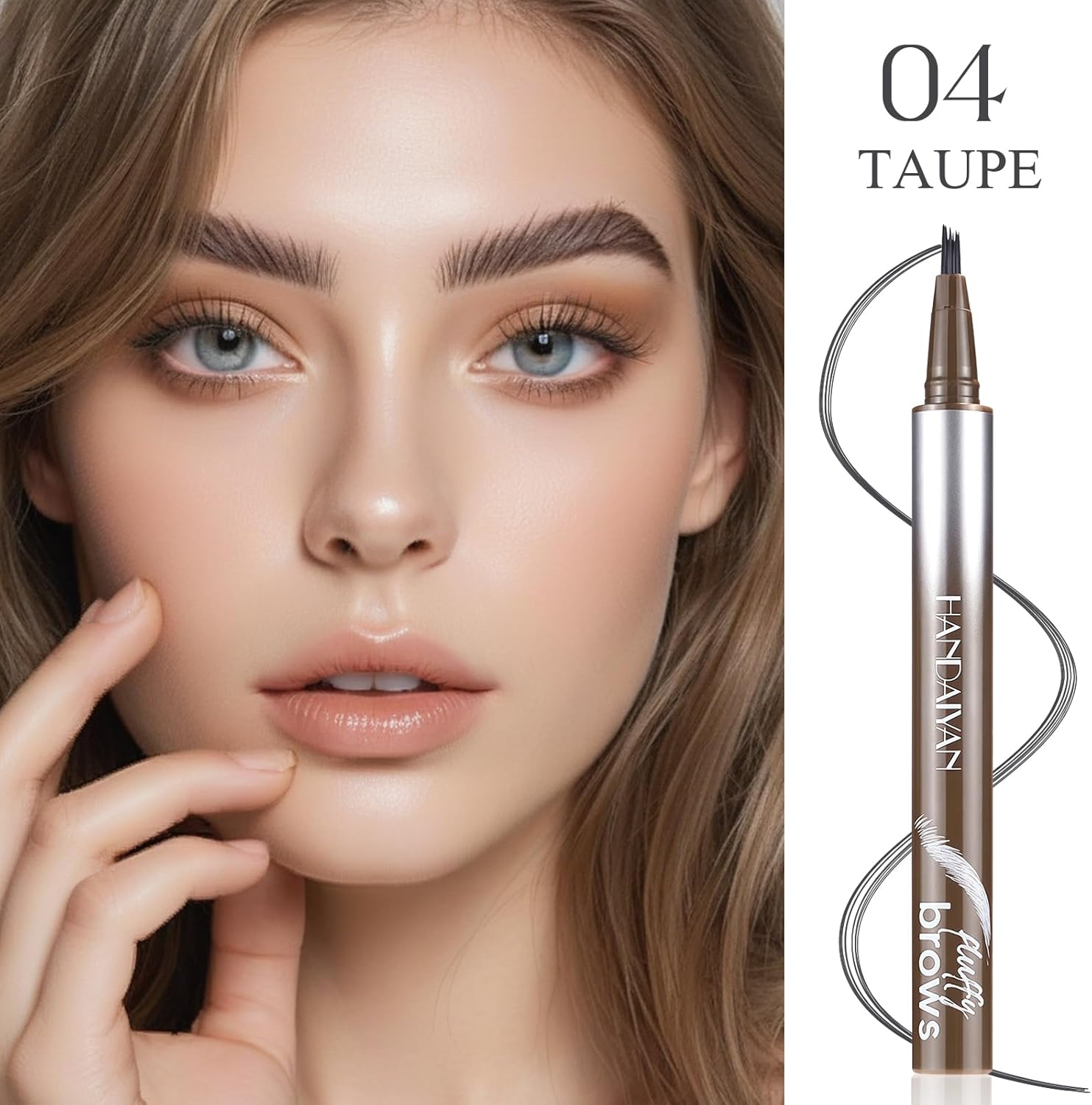 DAGEDA Liquid Eyebrow Pencil, Micro-Fork Tip Applicator Eyebrow Pen, Waterproof Eyebrow Pencils for Women, Natural Looking Wild Eyebrow Long-Lasting Eye Makeup,Taupe