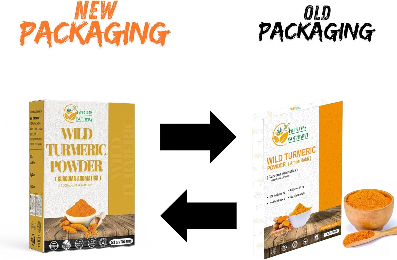 Herbs Botanica Wild Turmeric Powder Exfoliator| Amba Haldi Powder | Kasturi Manjal | Kasturi Turmeric150 Gms image number 1