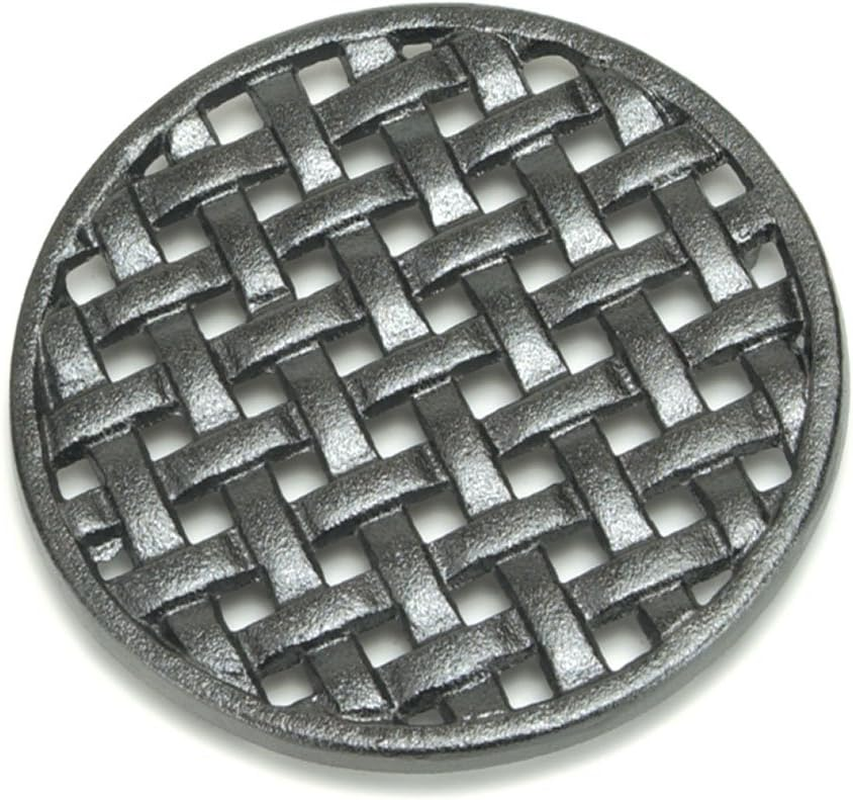Minuteman International TWI-03 round Lattice Woodstove Tabletop Cast Iron Trivet, Black image number 1