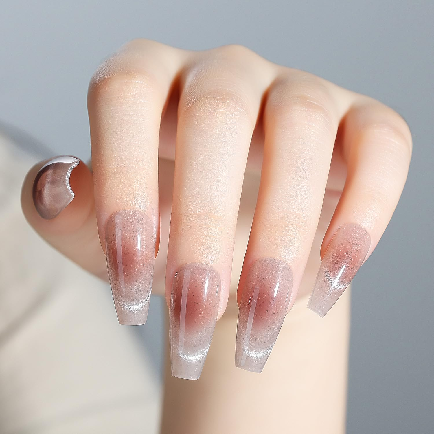 Nicedeco Cat Eye Press on Nails - Full Cover Nail Tips Soft Gel Nail Tips False Nail Tips Kit 25-30 Pieces - 005