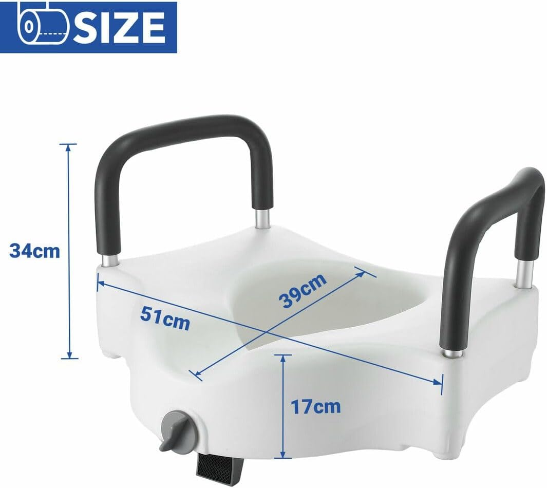 Raised Toilet Safety Seat Portable Elevated Riser with Armrest Bathroom Home Aid Safety for Seniors Pregnant 5Inch image number 6