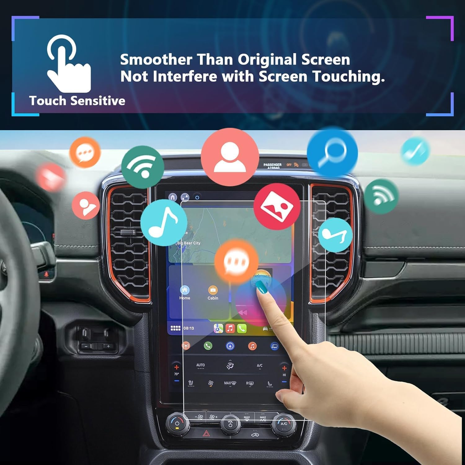 Screen Protector Compatible with 2024 Ford Ranger 12 Inch Touchscreen,9H Hardness Shock Resistant,Tempered Glass Screen Protector for 2024 Ranger Lariat Raptor image number 3