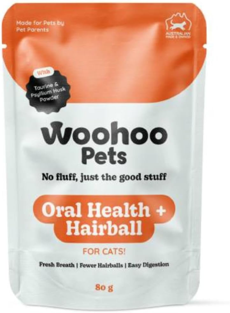 Woohoopets Oral Health & Hairball for Cats | Taurine, Fibre & Psyllium Supplement for Fresh Breath, Hairball Control & Easy Digestion, 80G image number 2