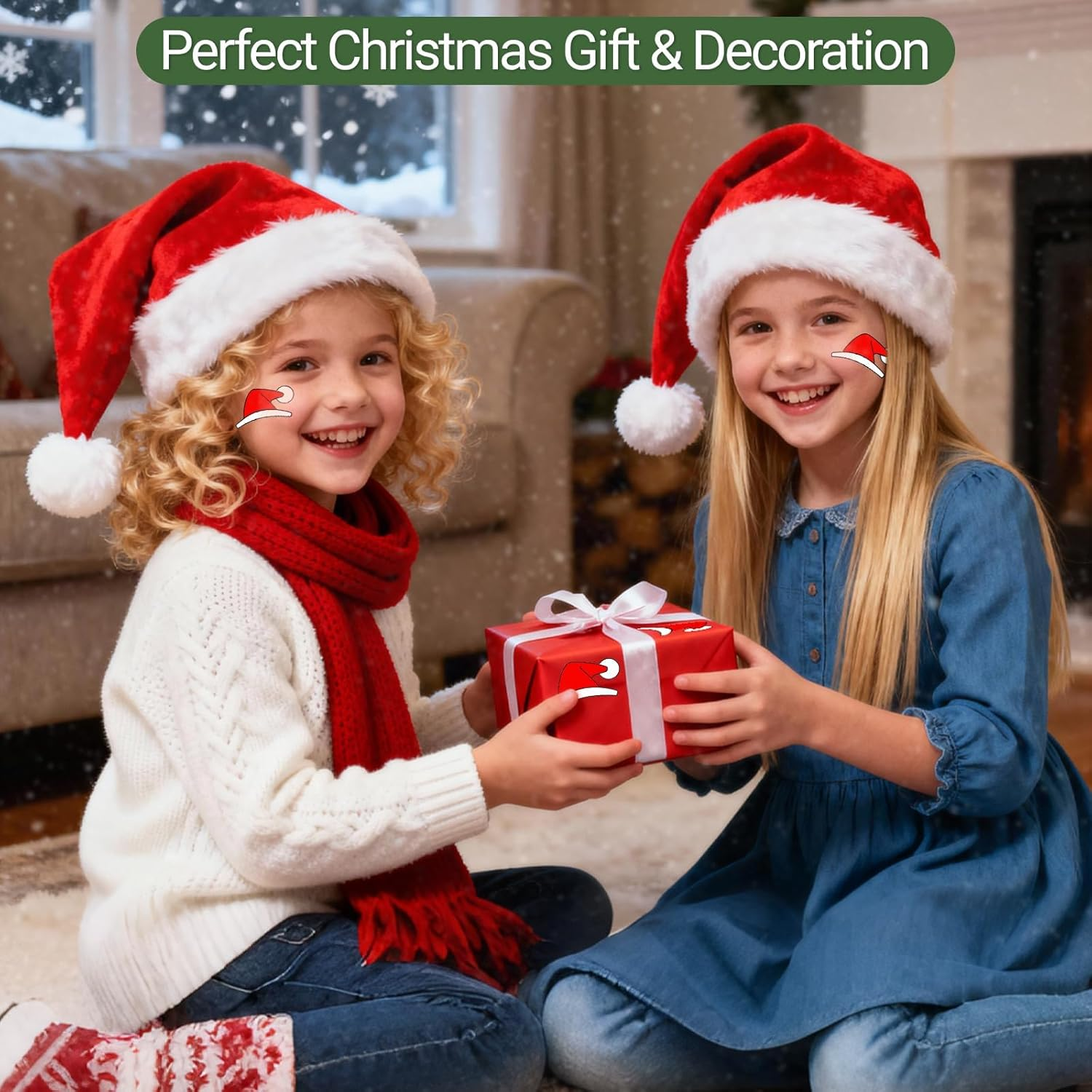 7PCS Waterproof Santa Hat Christmas Stickers for Tesla, Vinyl Car Decals for Toyota, Honda, Ford, BMW & More, Automotive Decals for Water Bottles, Wall, Laptop, Window, Christmas Decoration & Gift image number 4