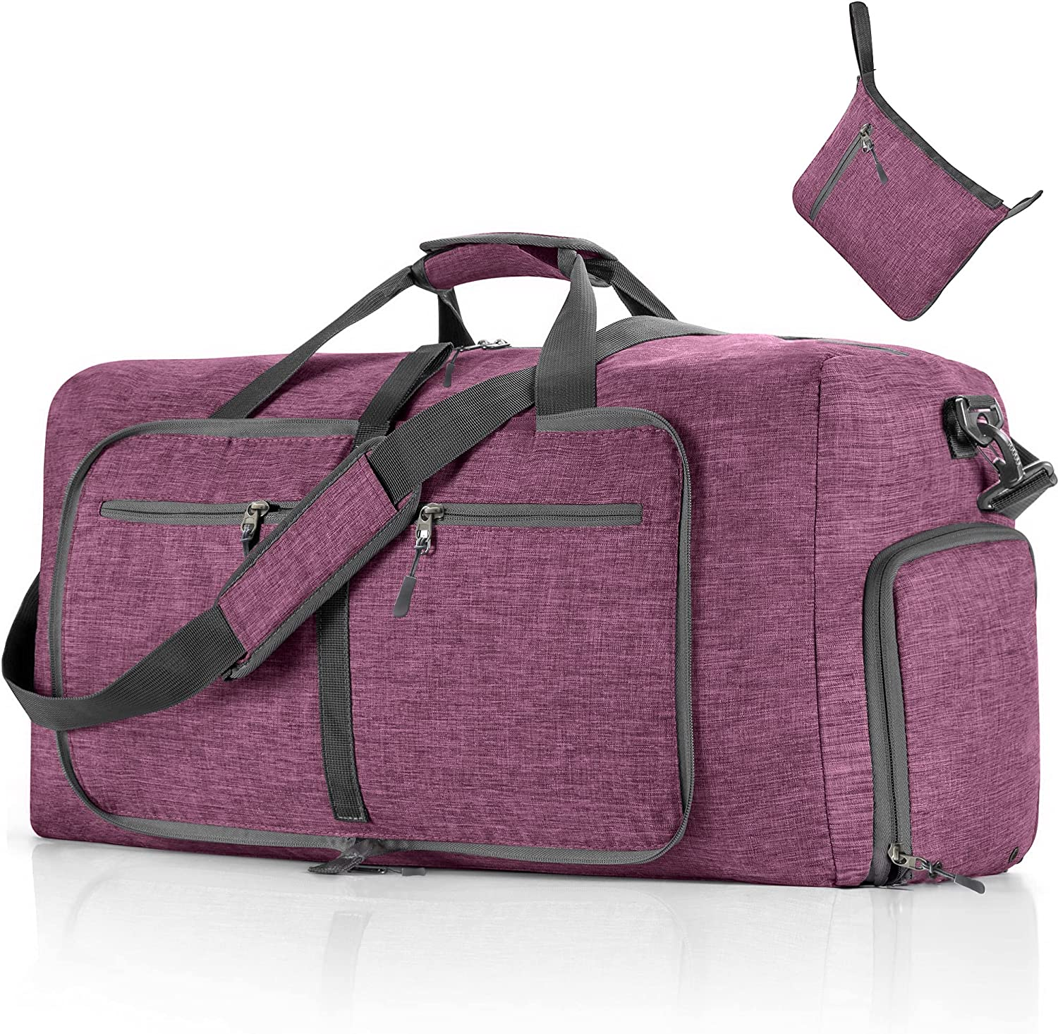 Vomgomfom Travel Duffle Bag for Men, Foldable Travel Duffel Bag with Shoes Compartment Overnight Bag for Men Women Waterproof & Tear