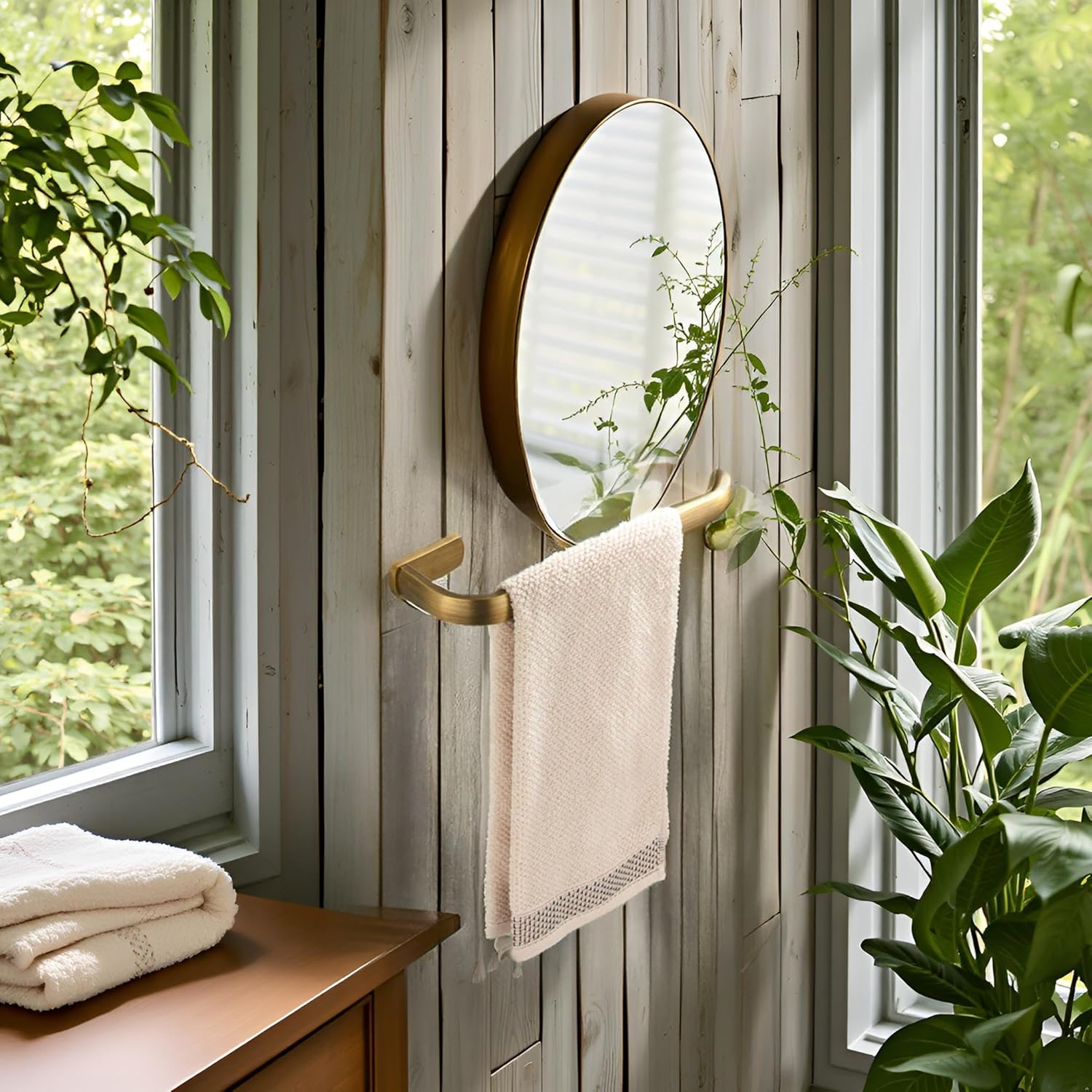 Flybath 2Pc Bathroom Accessories Set - Towel Ring and Toilet Paper Holder Antique Brass Wall Mounted, Brushed Bronze - Polished Chrome - 2Pc image number 6