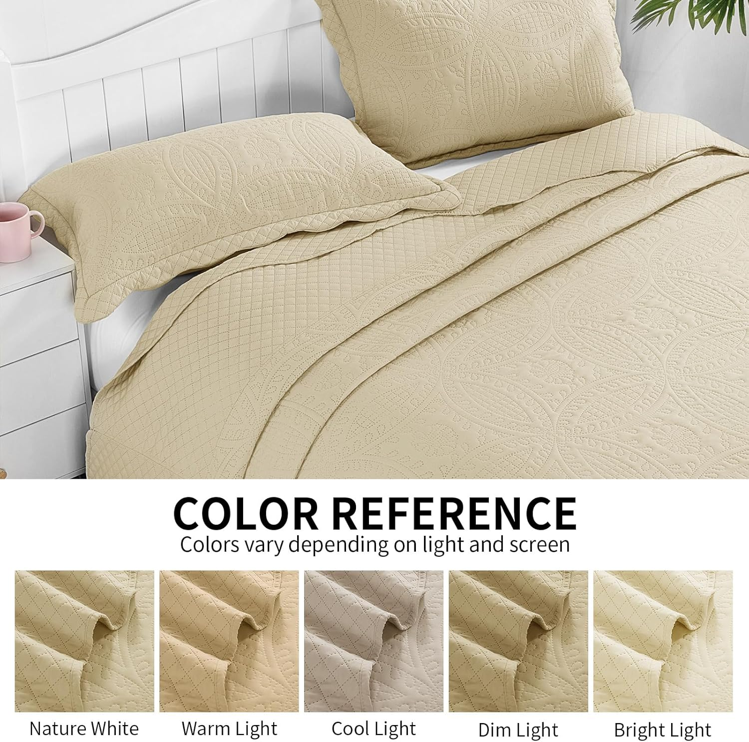 HOMBYS Oversized King Bedspreads 122X138, 3 Pieces Alaskan King Quilt Set, Lightweight, Soft & Extra Oversized Coverlet Bedding Set for All Seasons image number 6