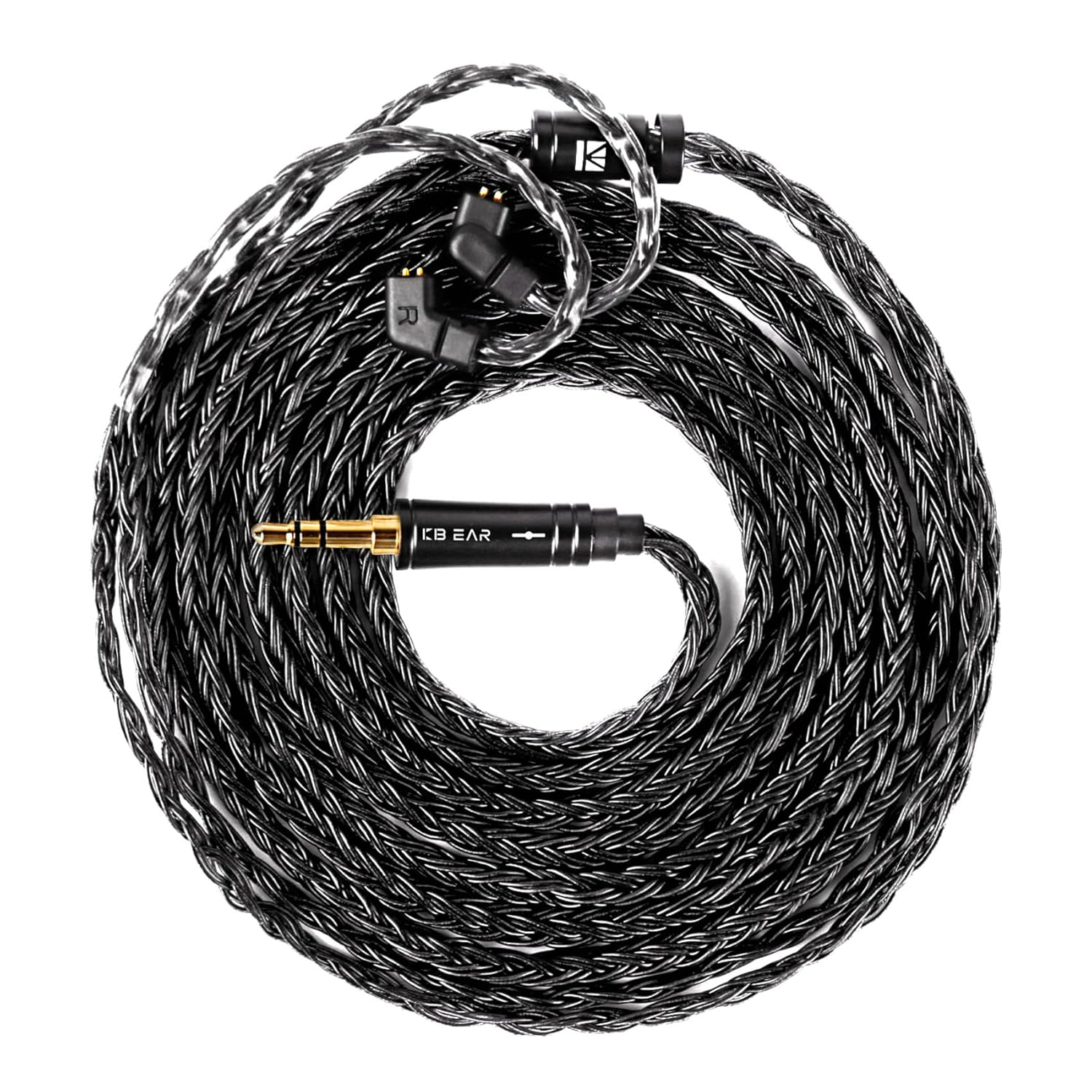 KBEAR Juntian IEM Earphones Cable, 2M Long in Ear Monitor Cable, 16 Core 5N OCC Silver-Plated Headphone Extension Cords for Kz Zs10 Pro, Tangzu Wan'Er, Audiophile and Drummers (Qdc-Pins, 3.5Mm Plug)