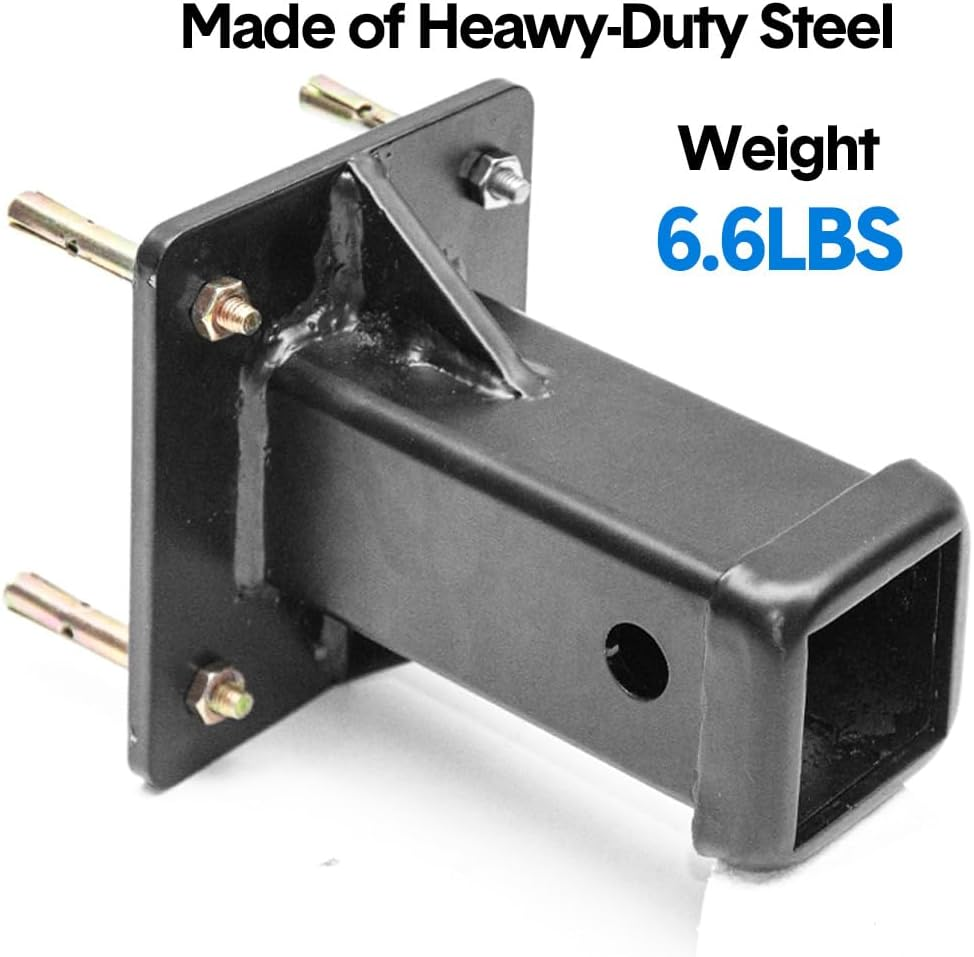 ALSTON Bolt on Hitch Receiver Heavy Duty Plate Tube Wall Mount 2 Inch Opening Universal Pintle Hitch Extender for Trailer Towing Bike and Cargo Hanging Organiser image number 5