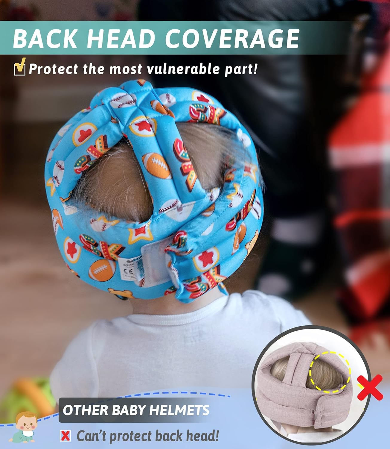 Baby Helmet for Crawling Walking I Baby Head Protector No Bumps and Soft Cushion Infant Baby Safety Headguard I Toddler Helmets 1-2 Years Old, 6-12 Months - Fox image number 3