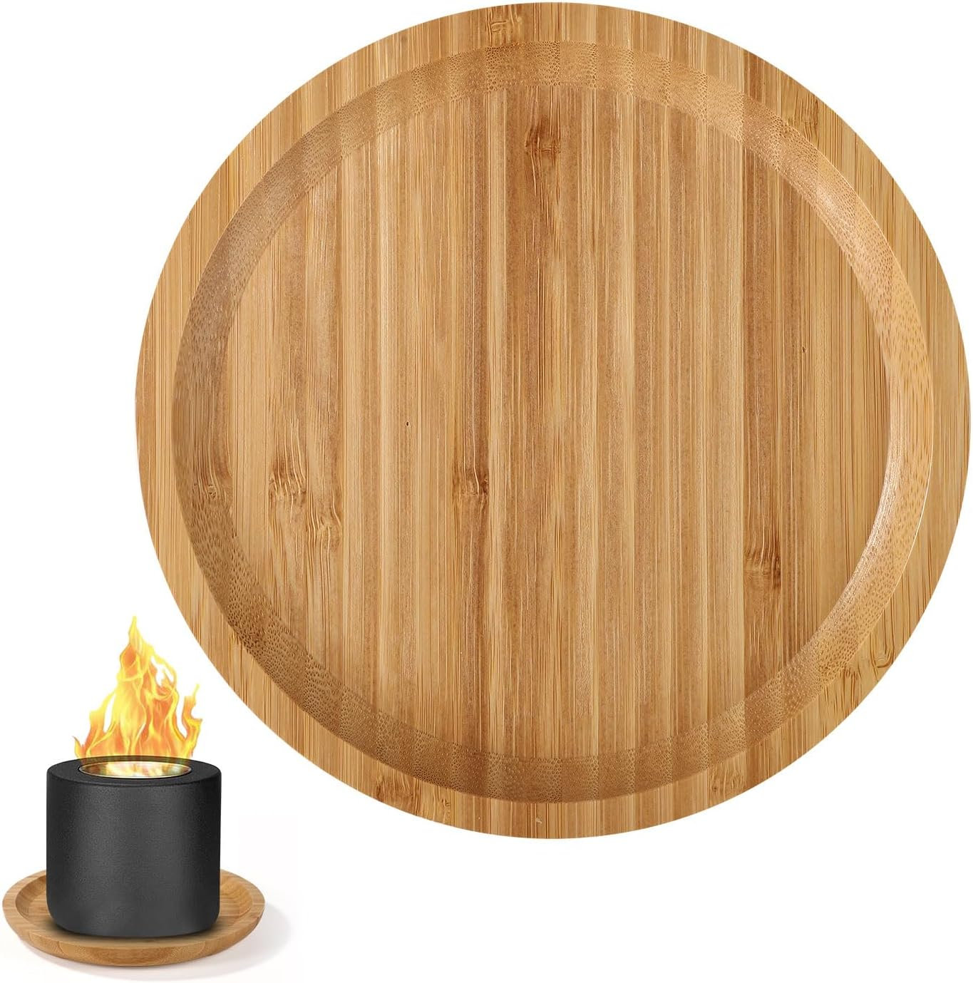 8In Tabletop Fire Pit Mat for Solo Stove Mesa & Mesa XL, round Wooden Heat Resistant Mat Table Protection Grill BBQ Mat Stove Accessories