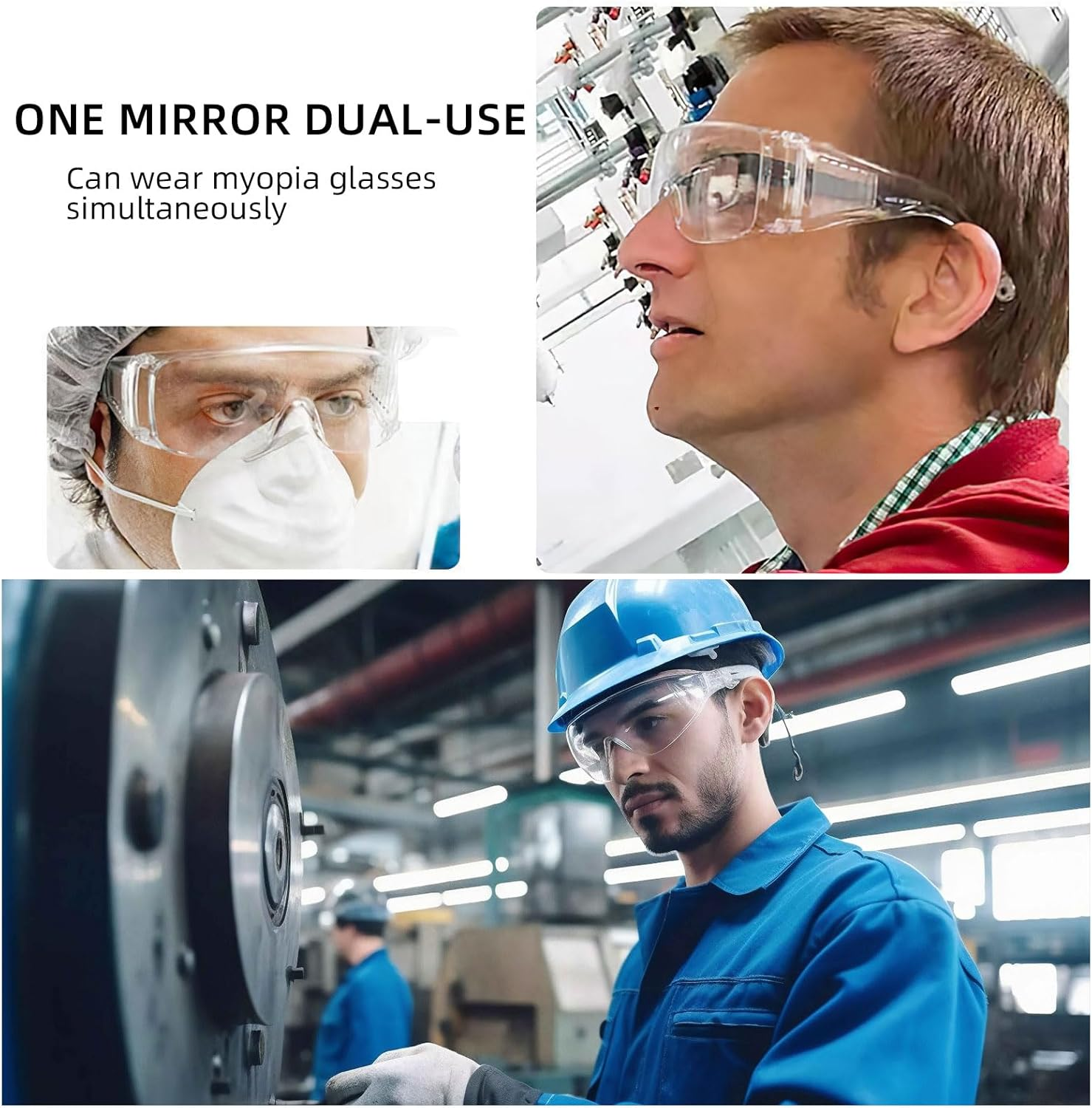 Safety Glasses, Work Safety Glasses, Pack of 2, Transparent Safety Glasses, Anti-Fog & Shatterproof, ANSI Z87.1 & EN 166, Uv-Resistant, Scratch-Resistant for Glasses Wearers, Laboratory, Chemistry image number 6