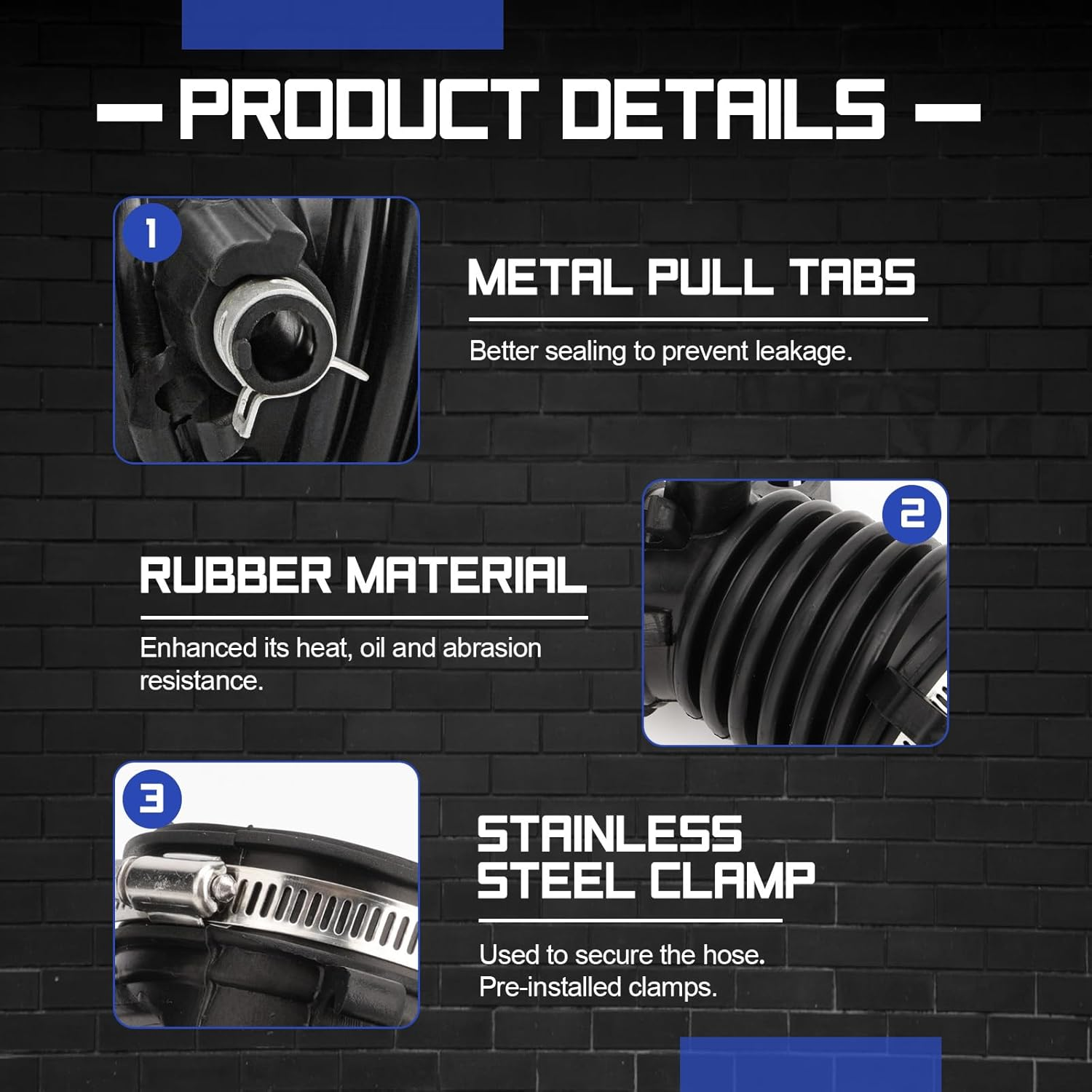 Air Cleaner Intake Hose Tube with Clamps for 2012-2015 Honda Civic 1.8L 2013-2015 Acura Ilx 2.0L (OEM# 17225-R1A-A01) image number 3