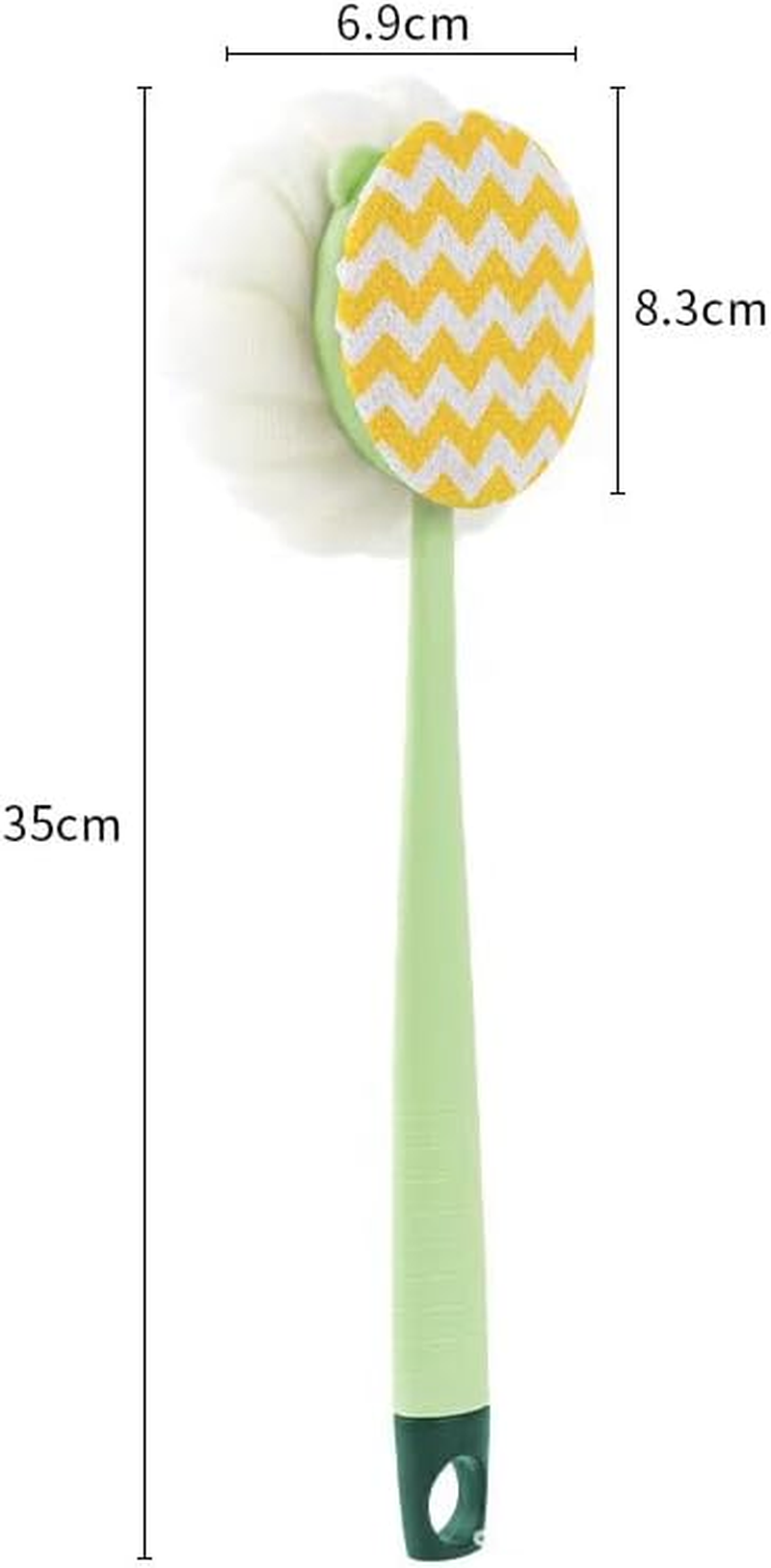 Long Handle Back Scrub Shower Net Sponge Double-Sided Shower Brush for Back Scrubbing, Soft Hair Long Handle Shower Brush for Skin Exfoliation Bath, Suitable for Wet or Dry Massage of Mane, Men and Women (Bathrobe Style Green)