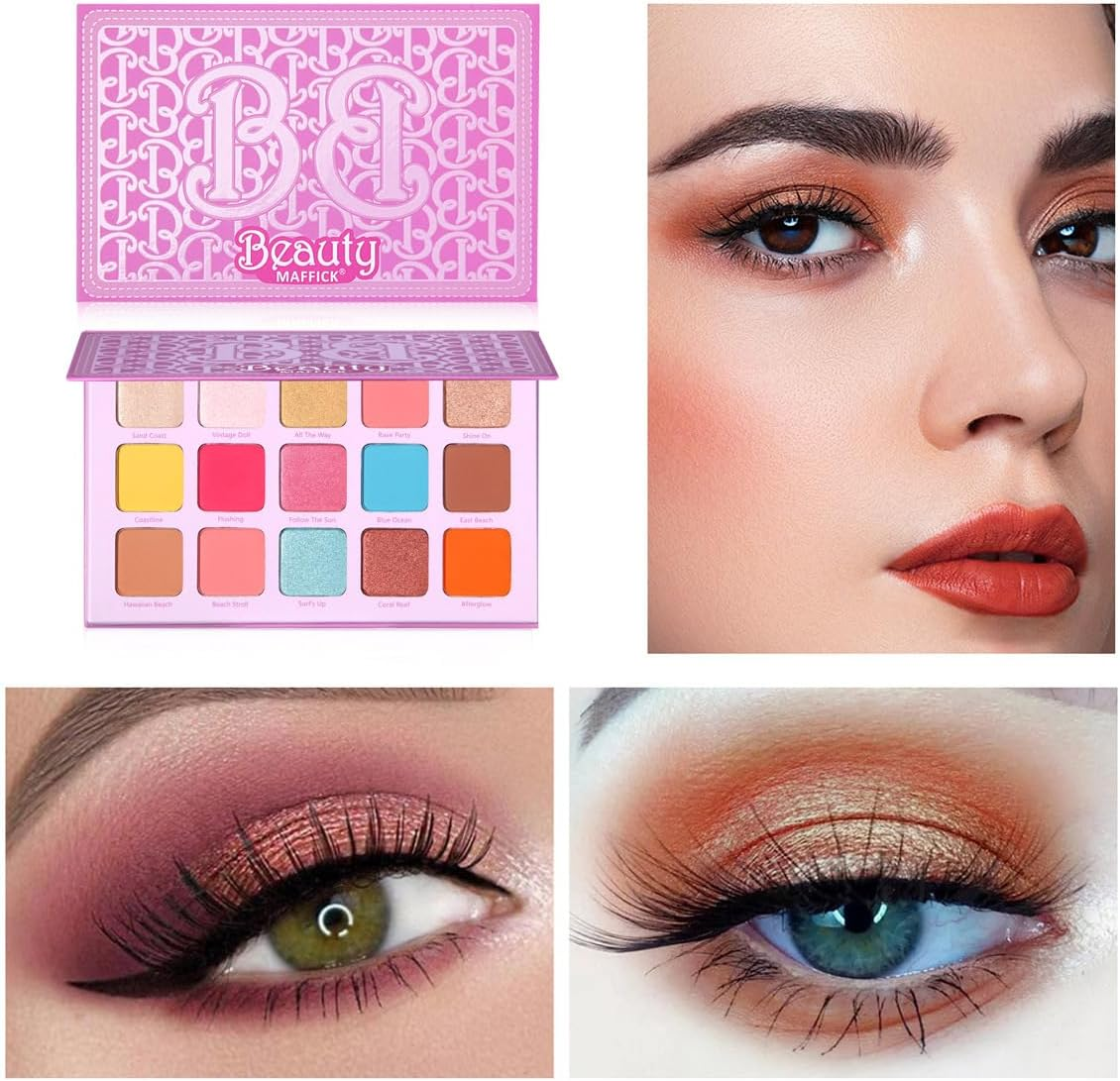 MAFFICK 15-Color Eyeshadow Palette- Matte & Shimmery Eyeshadow for High-Definition Eye Makeup: Waterproof, Sweat Resistant, & Long-Lasting (01) image number 1