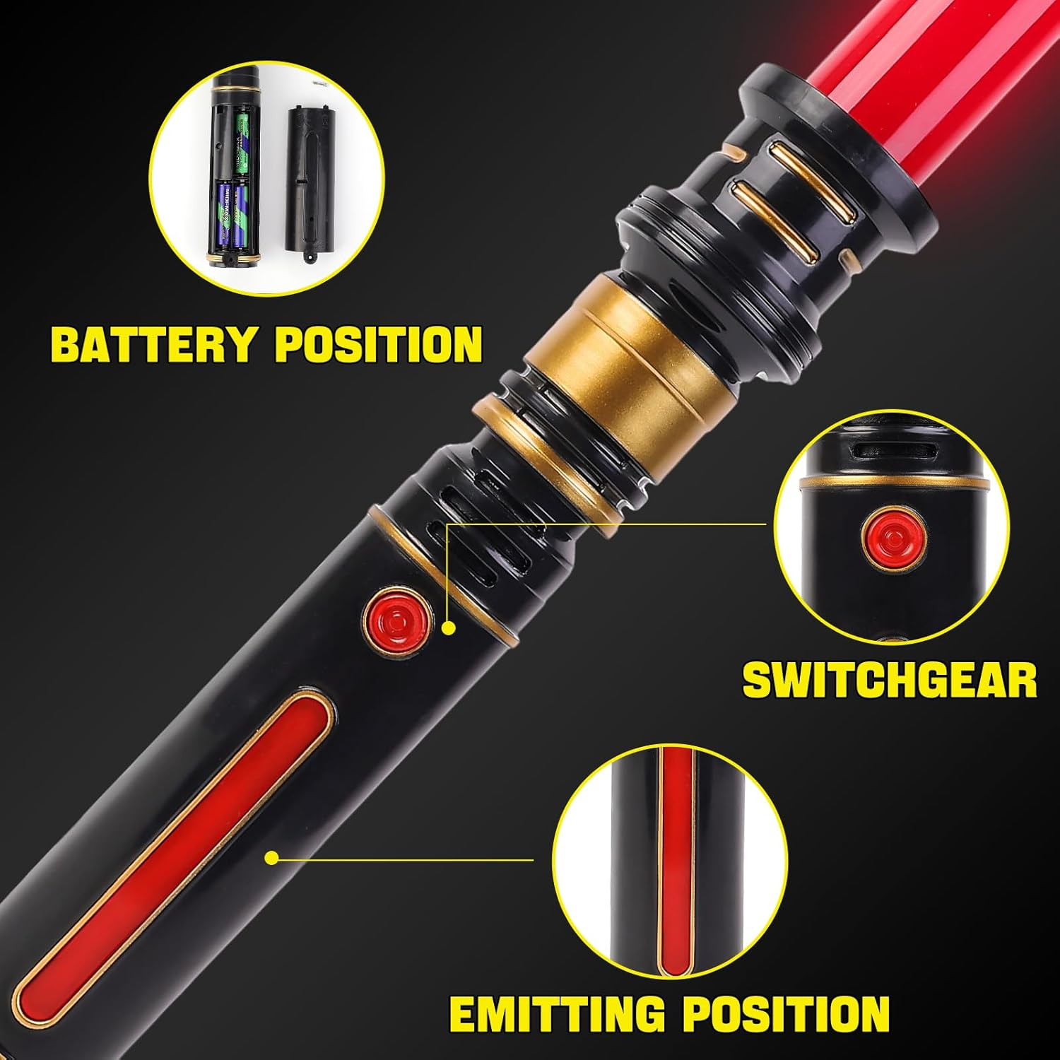 3-Pack Light up Saber, Light Swords with FX Sound and Realistic Handle, Expandable Sabre for Halloween Dress up Parties Birthday Christmas Galaxy War Fighters image number 5