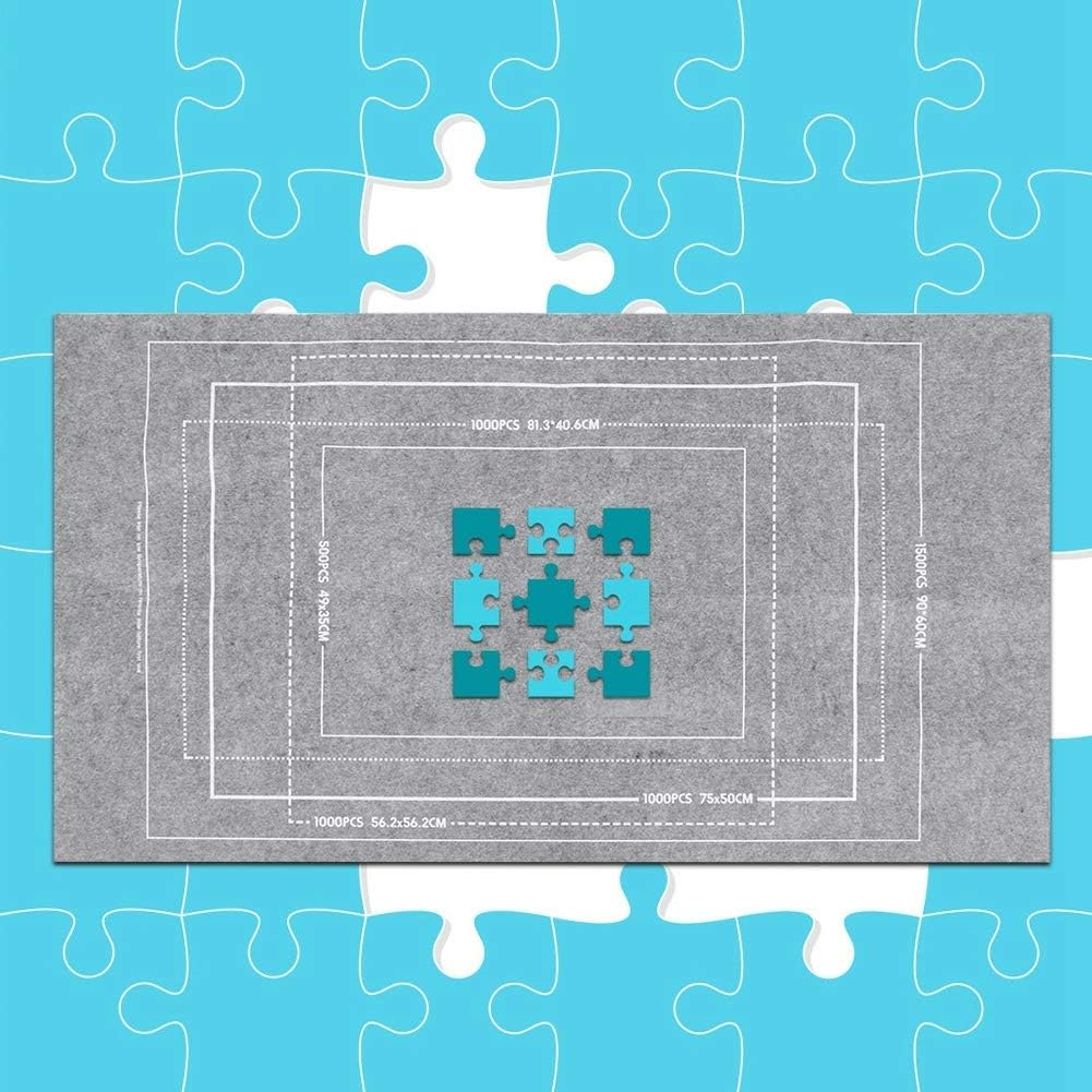 Jigsaw Puzzles Mat Playmat Roll up Jigsaw Storage Felt Mat Puzzles Blanket Gray Playmat Foam Play Tiles Interlocking Play Mat Floor Mats 116*66Cm