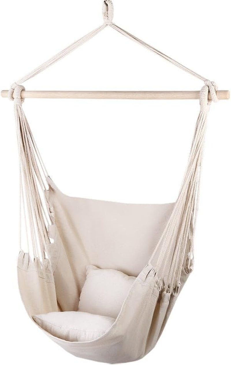 Gardeon Hammock, Single Size Chair Portable Camping Swing Hanging Chairs Hammocks Patio Backyard Porch Outdoor Indoor Furniture, with 2 Cushions Pillows Easy Installation Grey