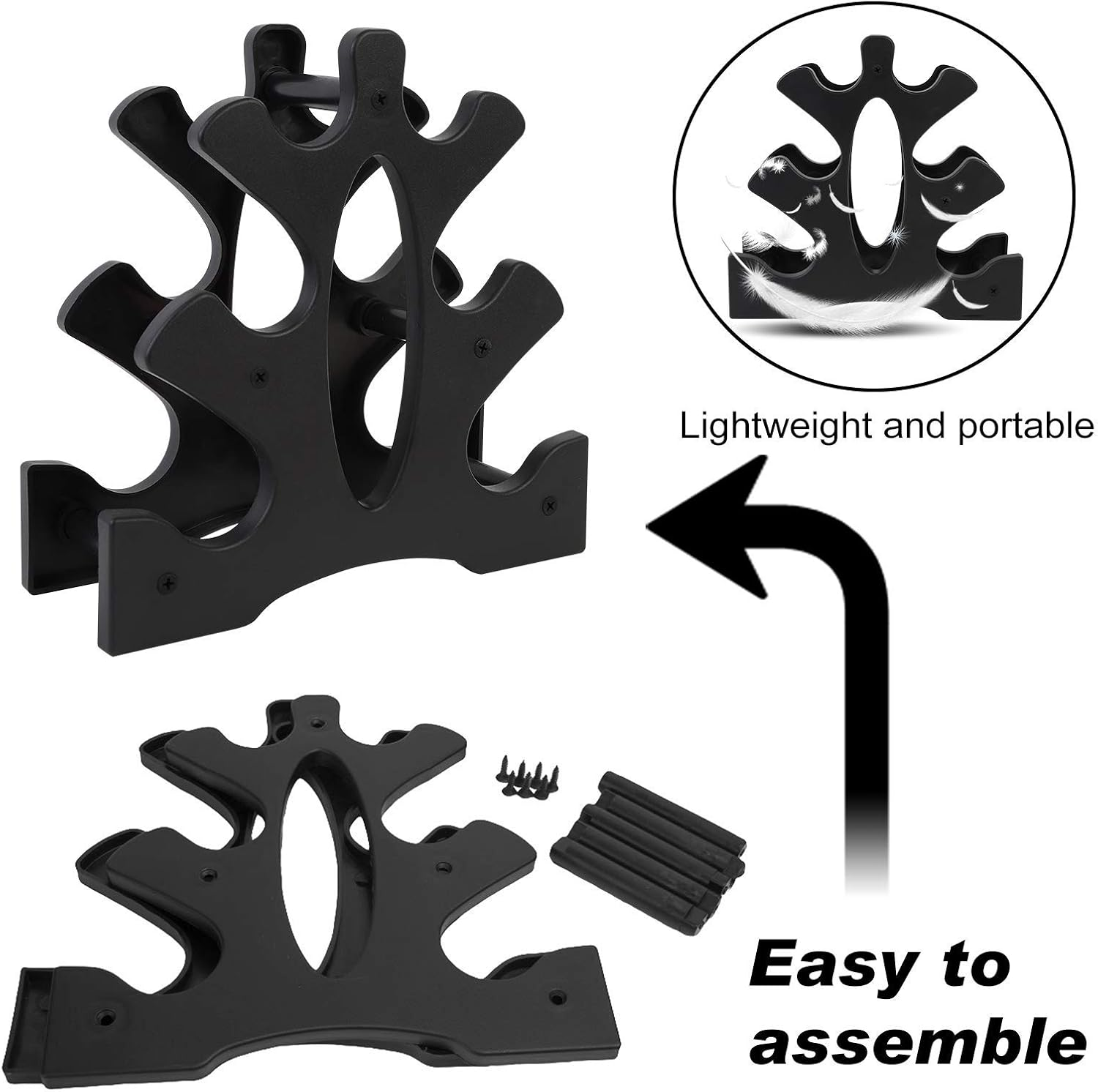 Small Weight Rack for Dumbbells - 3 Tier Dumbbell Rack Stand, Compact Weights Organizer Designed for Child Women Home Gym Exercise (1-5 LBS) image number 3